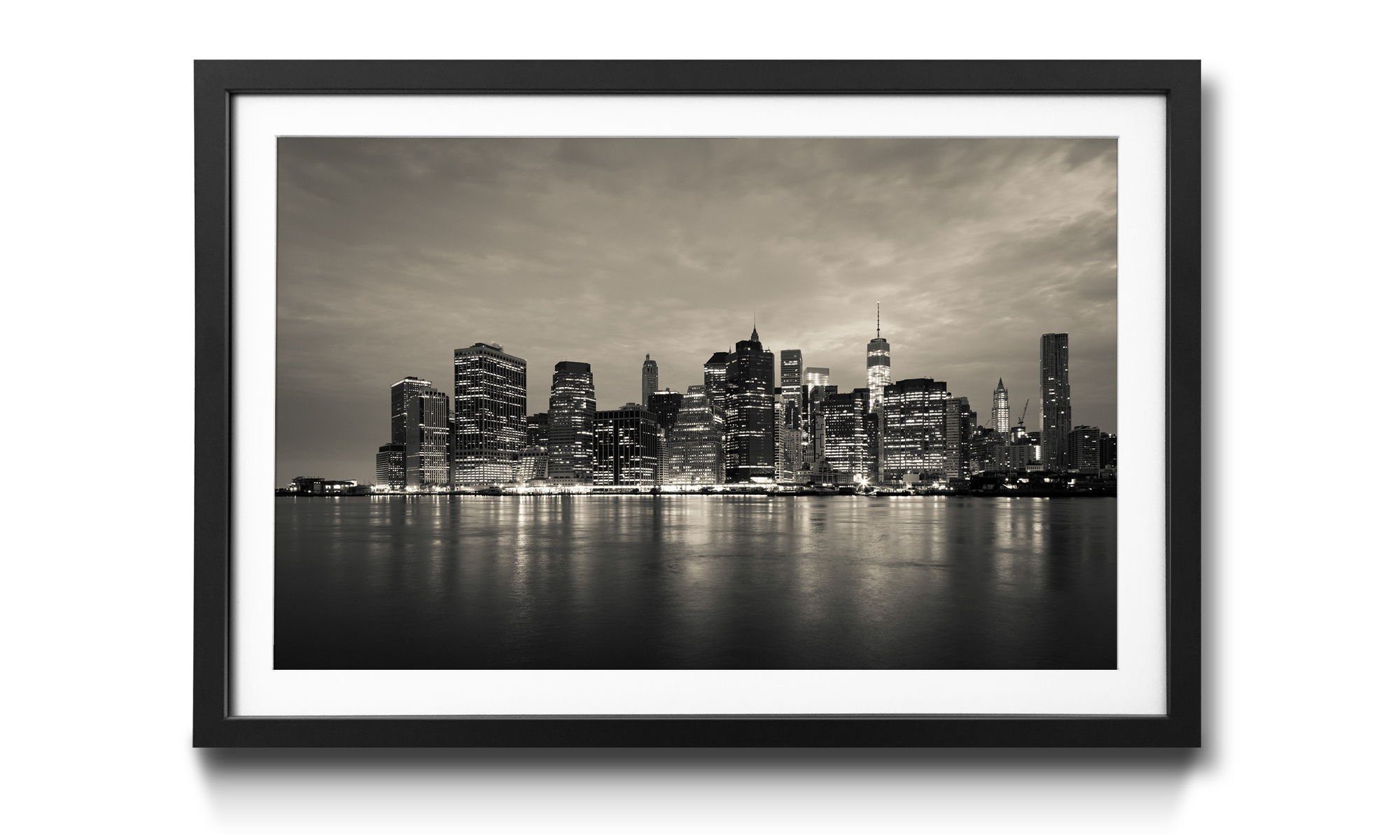 WandbilderXXL Bild mit Rahmen Manhattan by Night, New York, Wandbild, in 4 Größen erhältlich