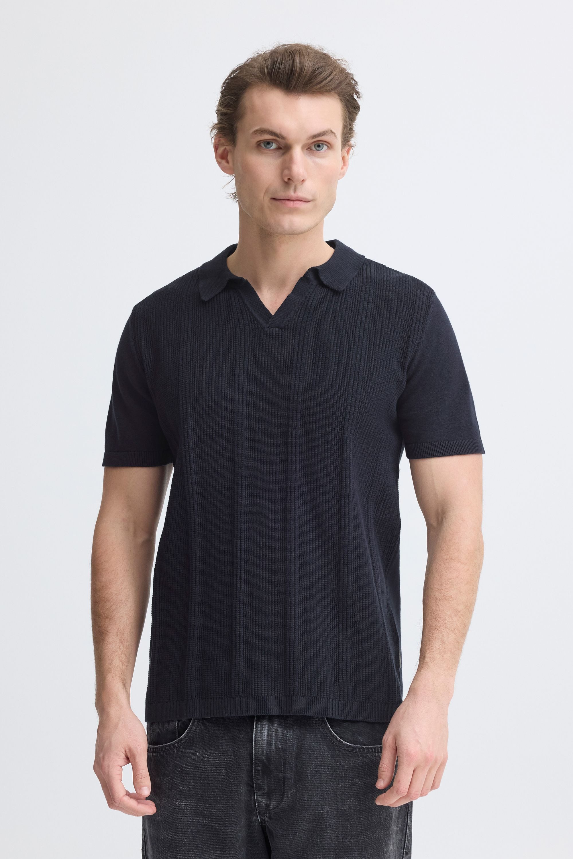 Blend Poloshirt BHBaron Stilvolles T-Shirt mit Kragen und strukturiertem Rippmuster