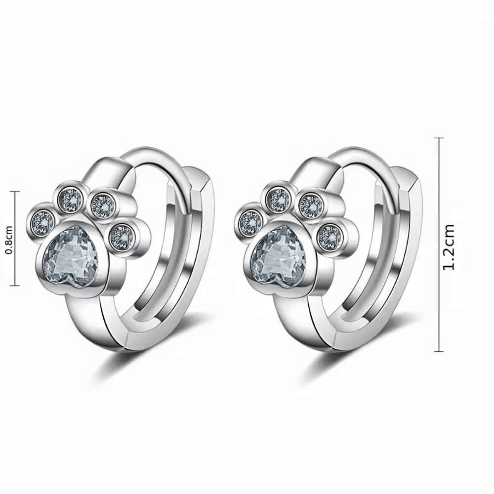 Taffstyle Paar Creolen Süße Ohrringe Kristall Pfoten Edelstahl Pfotenabdruck Creolen Mädchen (Niedliche Ohrringe Hunde & Katzen Creolen Damen Schmuck Geschenke zum Geburtstag Weihnachten Valentinstag Muttertag)