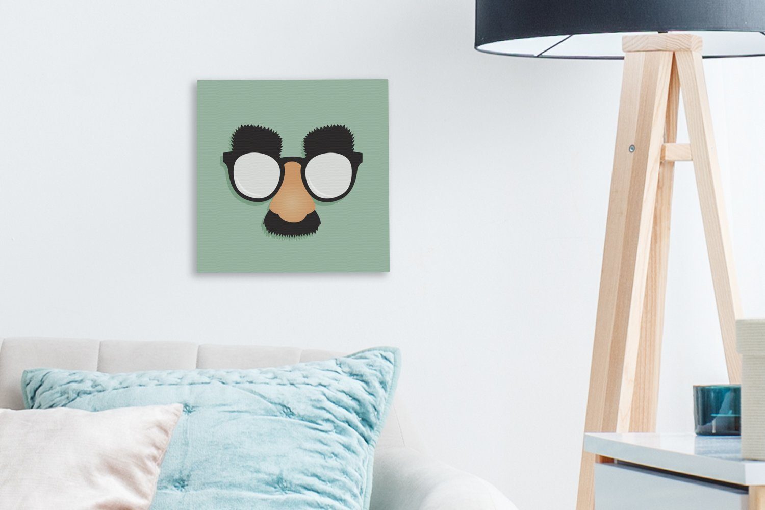 OneMillionCanvasses® Leinwandbild Wohnzimmer für Schnurrbart, mit Leinwand St), Illustration Brille (1 einer Bilder Schlafzimmer