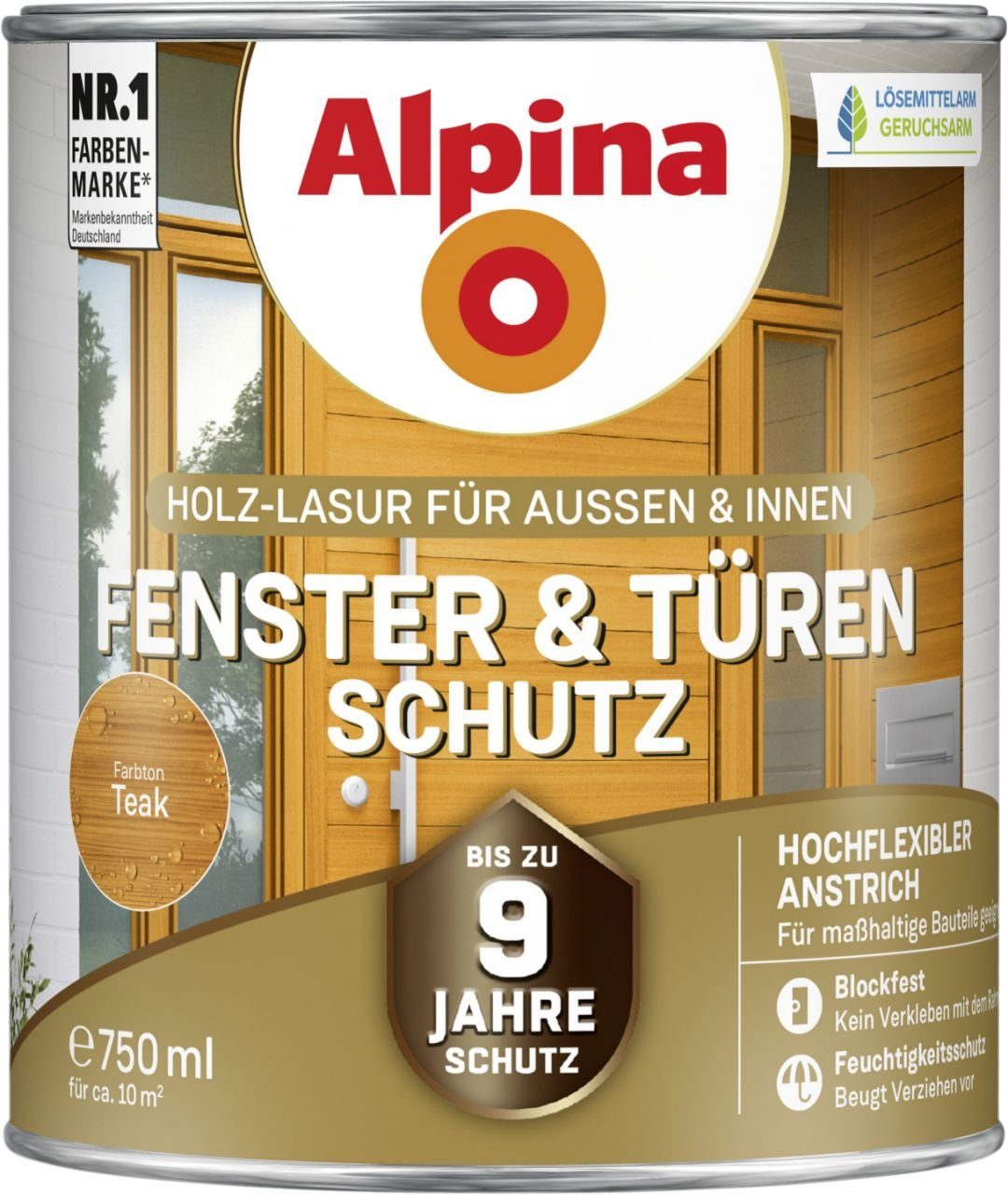 und Fenster- Alpina Lasur ml teak Alpina Türen-Schutz 750