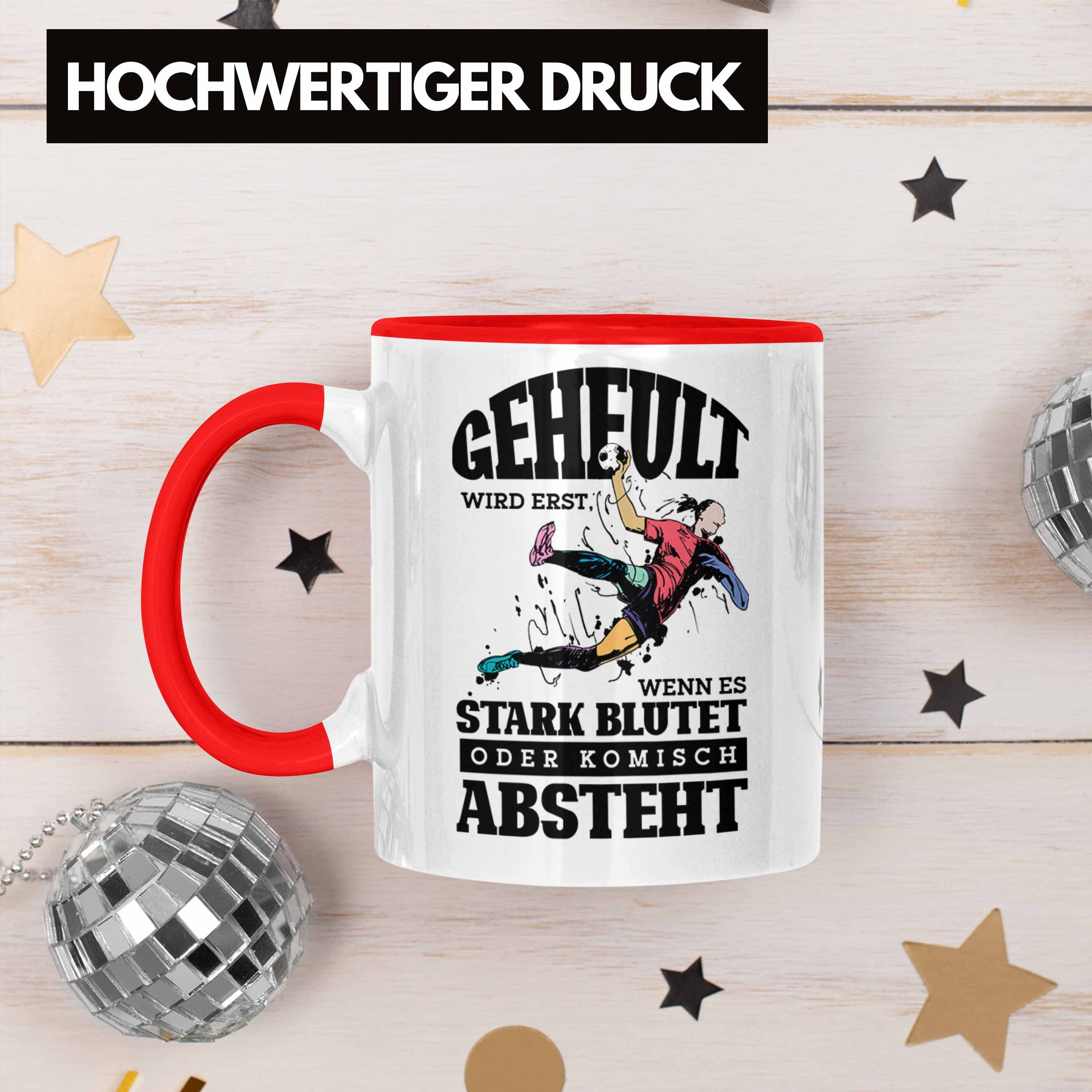 Tasse Geschenk für Trendation Geheult Handballspieler Lustige Erst Handball-Tasse Wird Rot