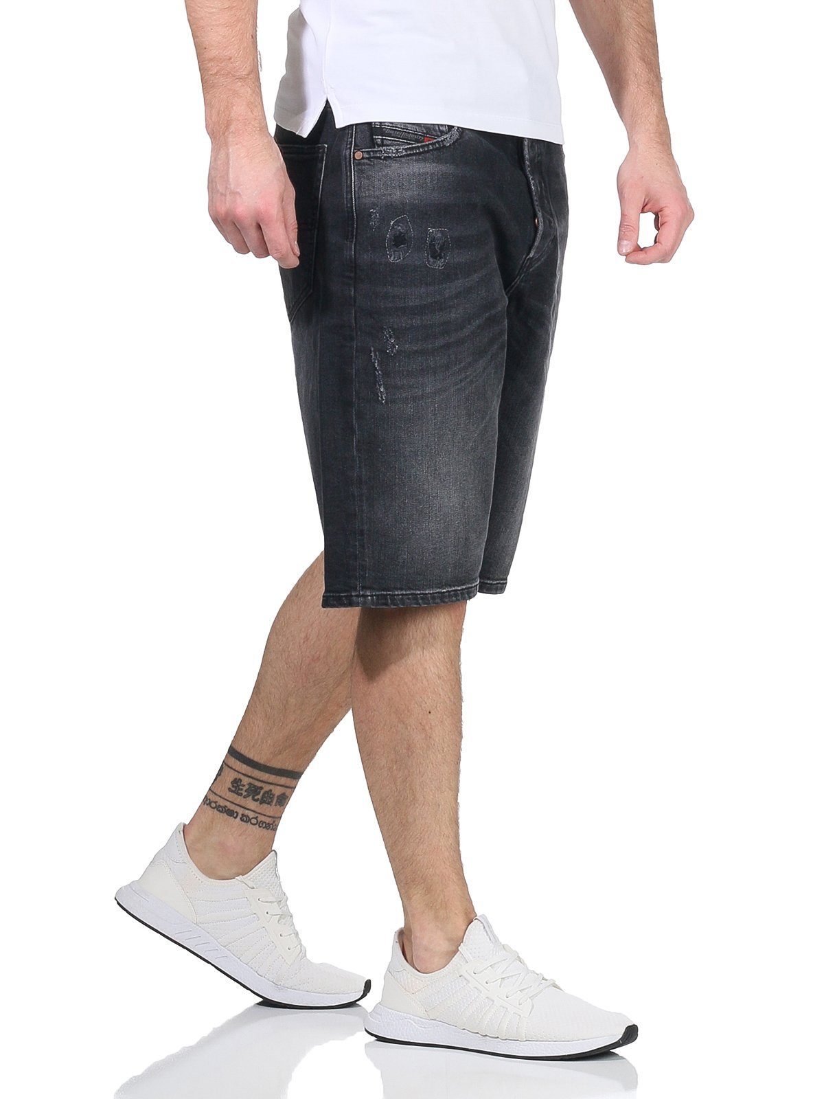 Herren kurze R930L Shorts, Anthrazit Diesel Shorts Jeansshorts Hose dezenter Kroshort RG48R Jeans Used-Look