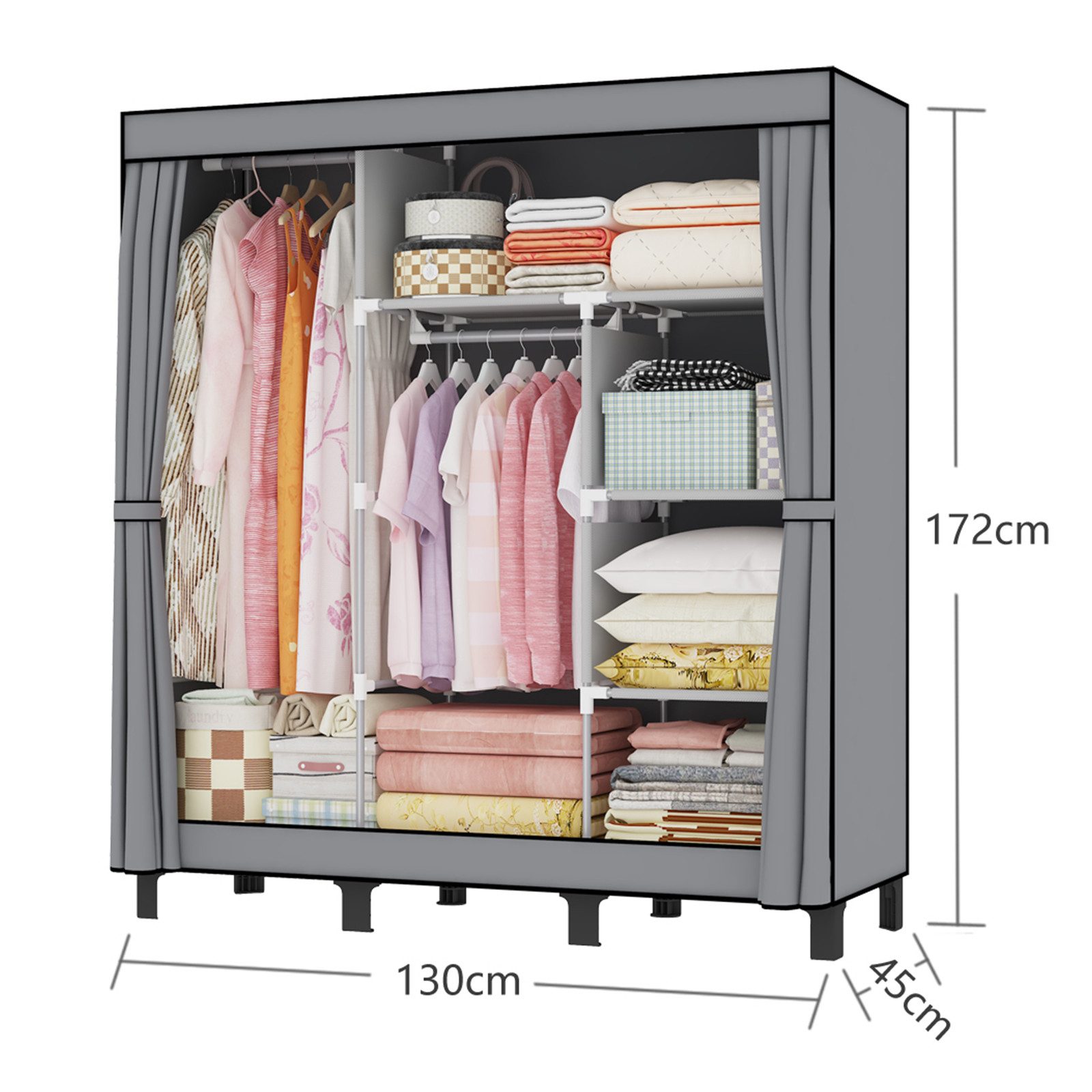 loefme Kleiderschrank Stoffschrank, 170×45×175 cm/130×45×172 cm Stoffkleide günstig online kaufen