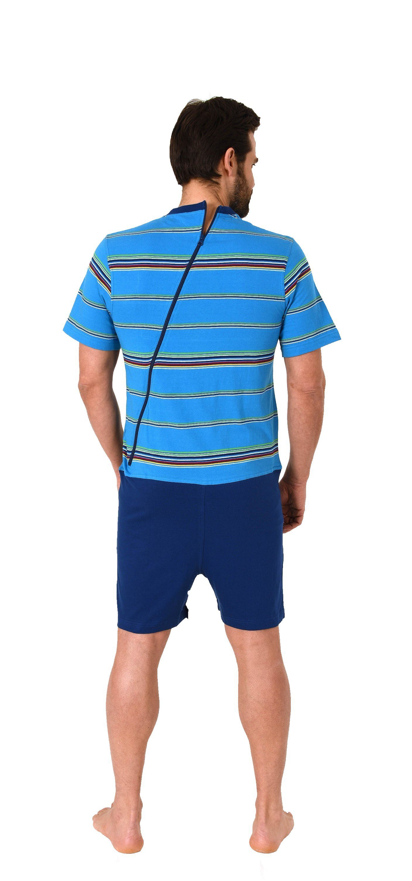 Normann Care Pyjama Herren Pflegeoverall kurzarm mit Reissverschluss am Rüc günstig online kaufen
