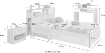 Parisot Jugendzimmer-Set Charly 11, (Set, 4-St., Bett mit Anstellregal, Nachttisch, und Schreibtisch), mit einem Schreibtisch