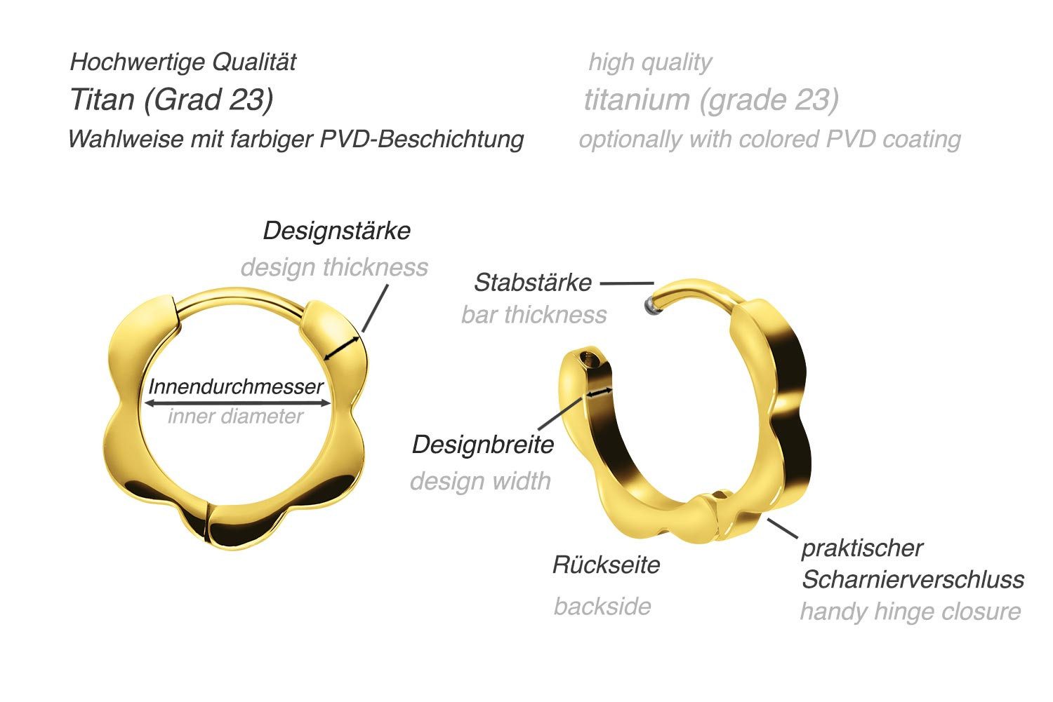 FILANGO Paar Creolen Titan Ohrclicker Creolen BLUMENFORM (Creolen, 1-tlg) – Bild 2 von 3