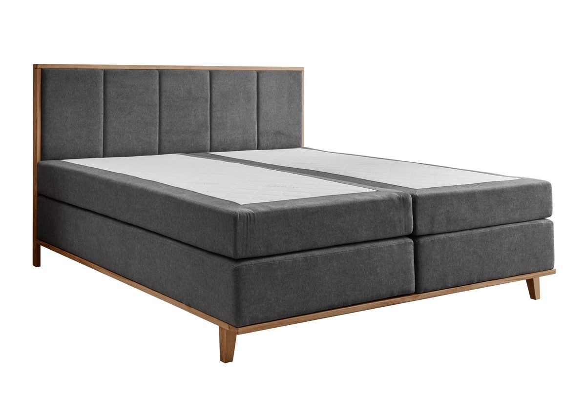 Boxspringbett Boxspringbett 'Niklas' 180x200cm Eiche Stoff anthrazit