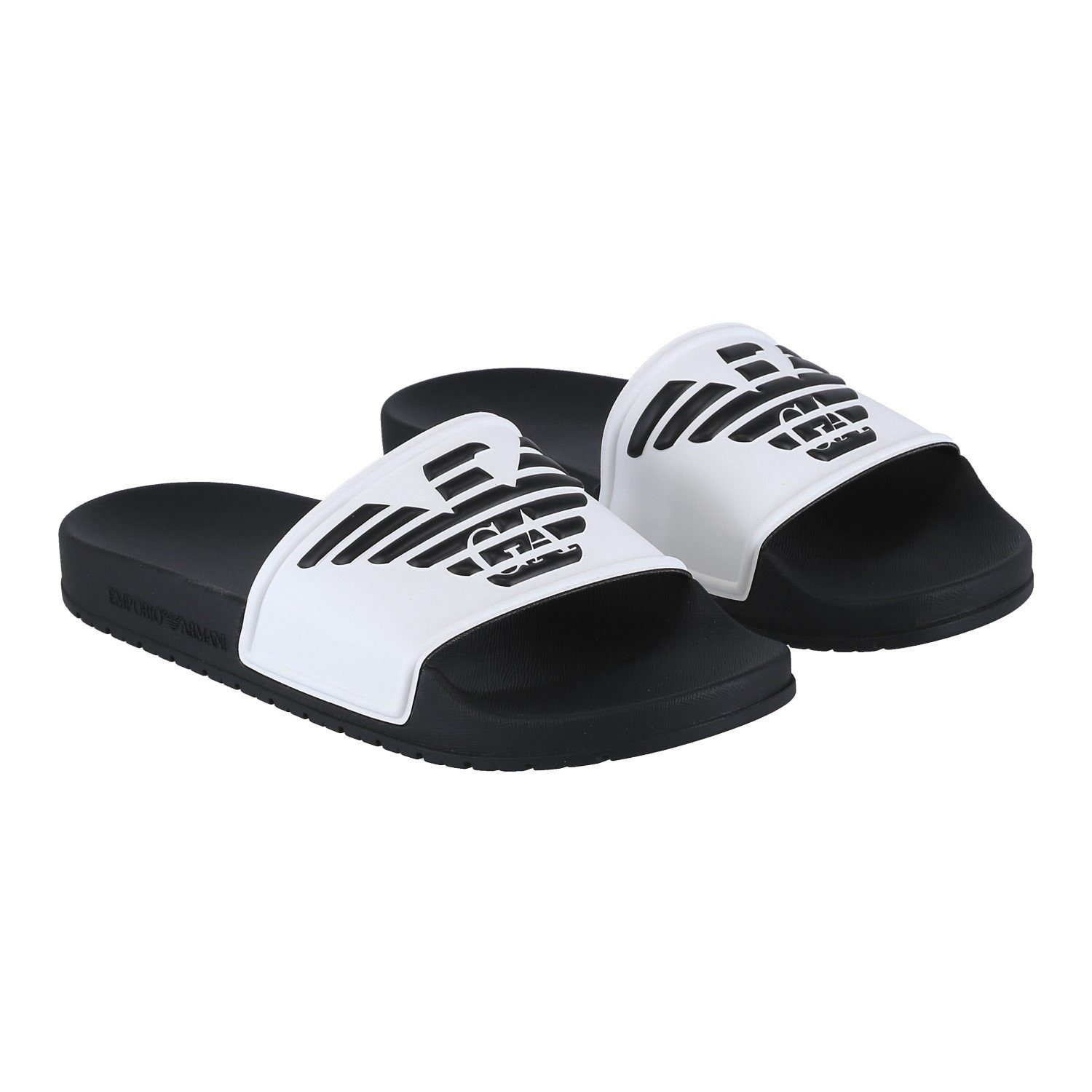 Emporio Armani Sliders schwarz/weiss Herren Badeschuh günstig online kaufen