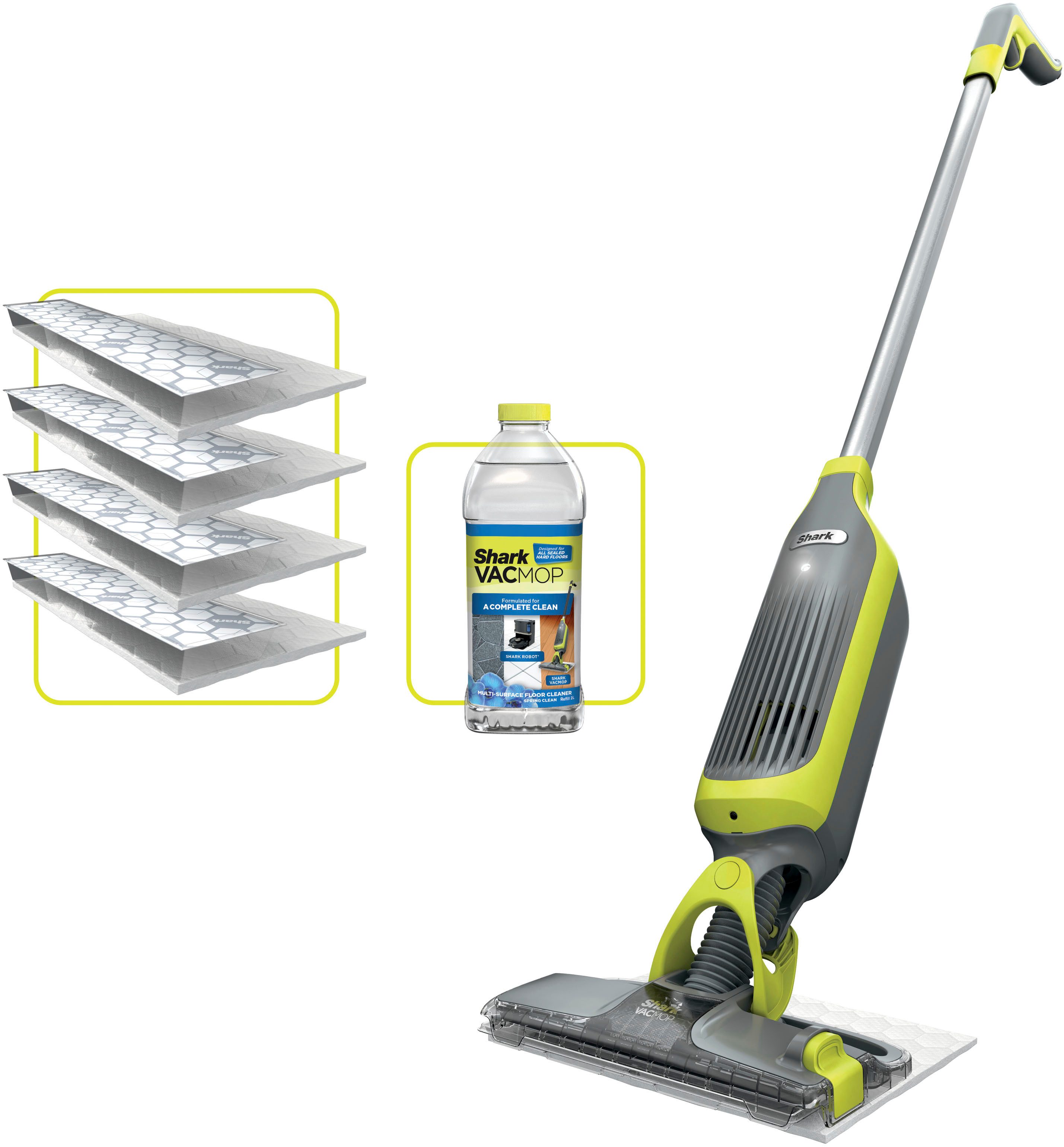 Shark Nass-Trocken-Akkusauger Shark VacMop 2-in-1 kabelloser Staubsauger und Sprühmopp VM200EU, beutellos, VOLLSTÄNDIGE REINIGUNG MIT EINEM EINZIGEN EINWEGPAD, kabellos, leicht