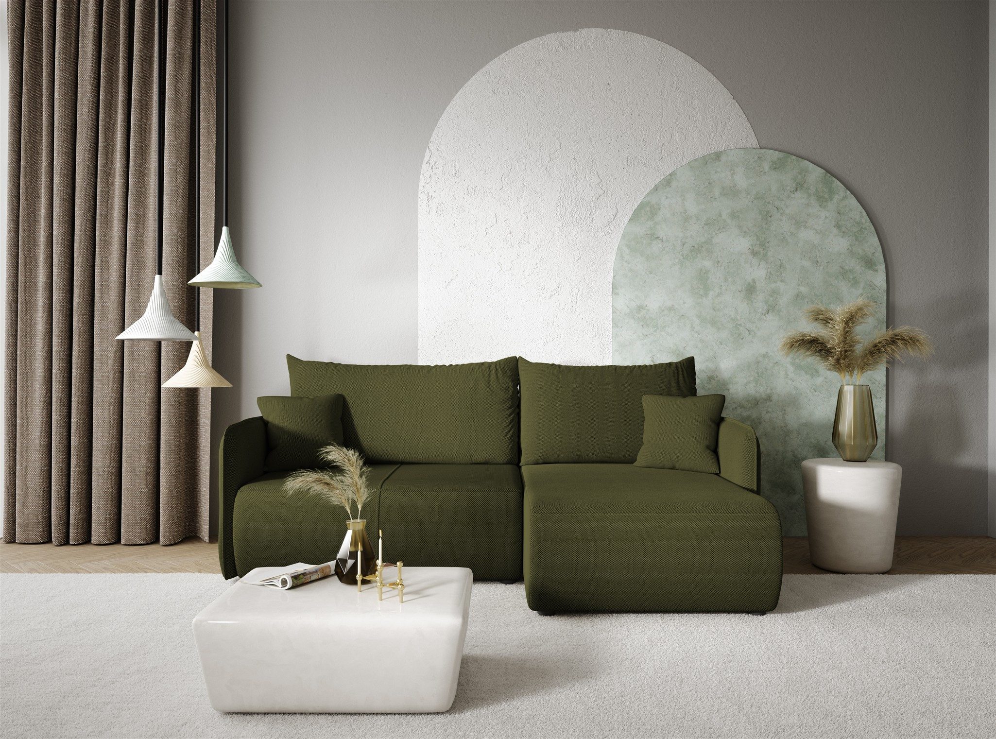 Fun Möbel Ecksofa Sofa mit Schlaffunktion FUN REGINA Stoff Curio, inkl. Bettkasten, Inkl.2 Rücken- und Zierkissen
