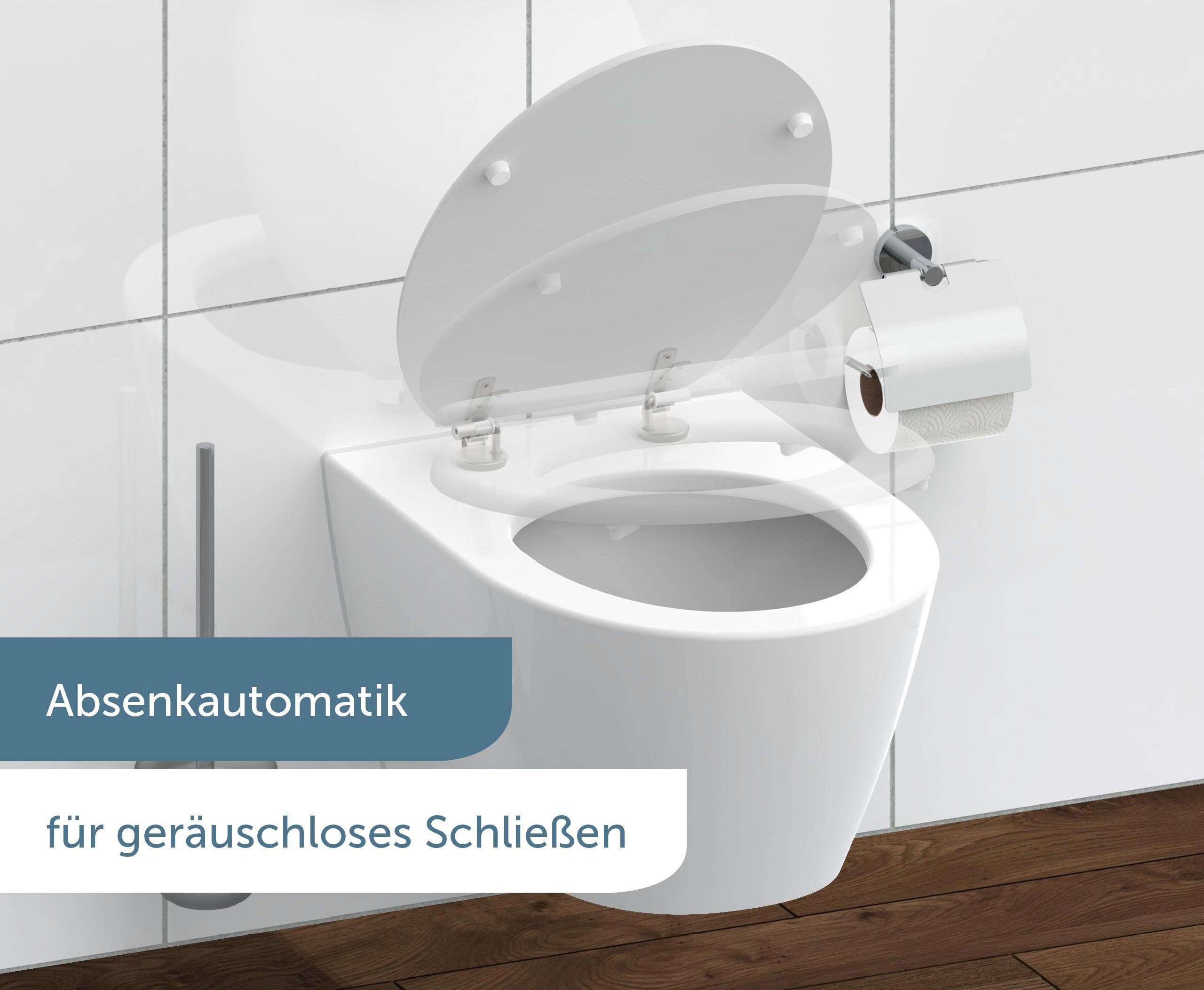 Schütte WC-Sitz WHITE, mit Absenkautomatik und Holzkern, max, Belastung der Klobrille 150 kg