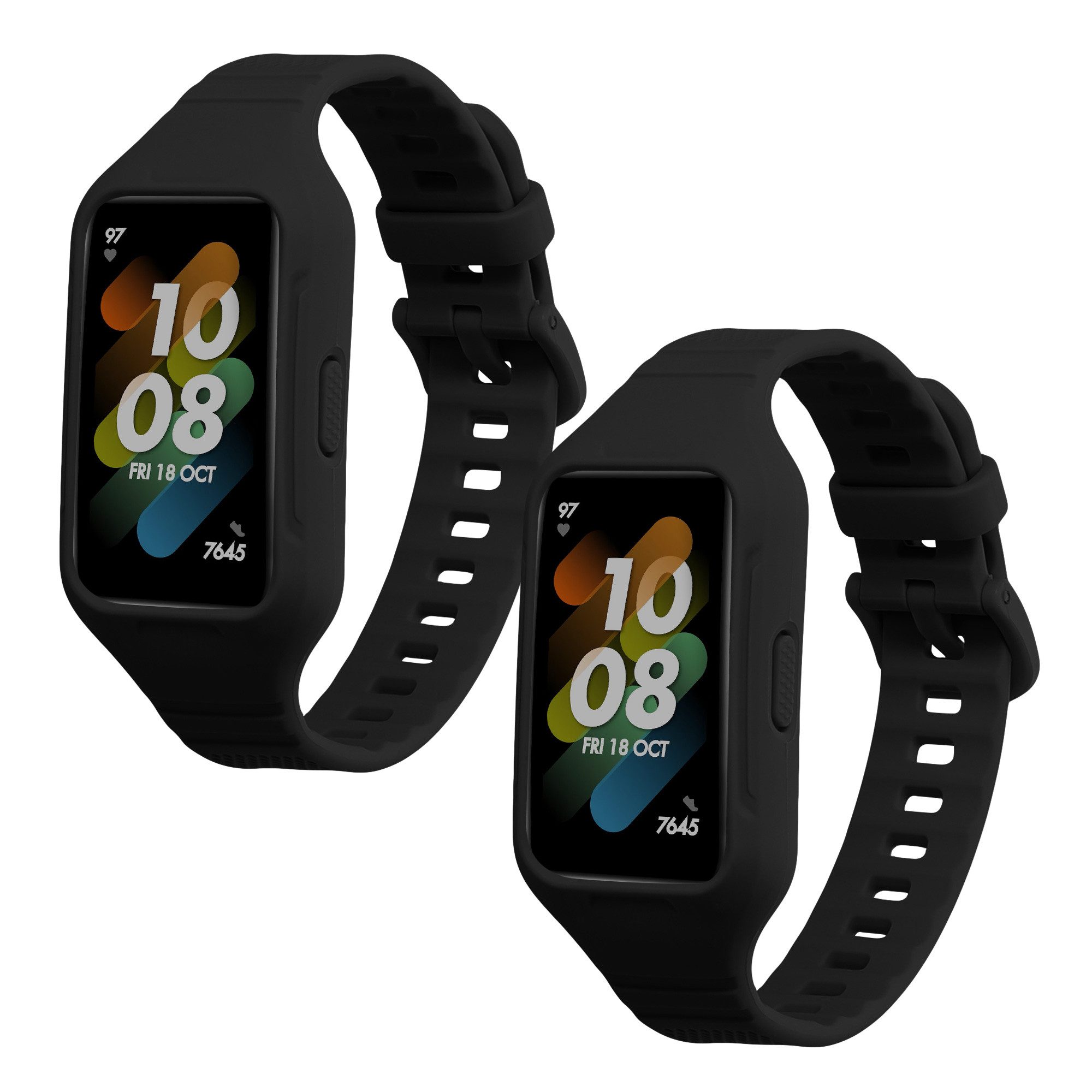 kwmobile 2x Uhrenarmband für Huawei Band 7 / Band 6 / Honor Band 6 Armband Smartwatch, 2-tlg., Fitnesstracker Band Set aus TPU Silikon - Ersatzarmband Smartwatch