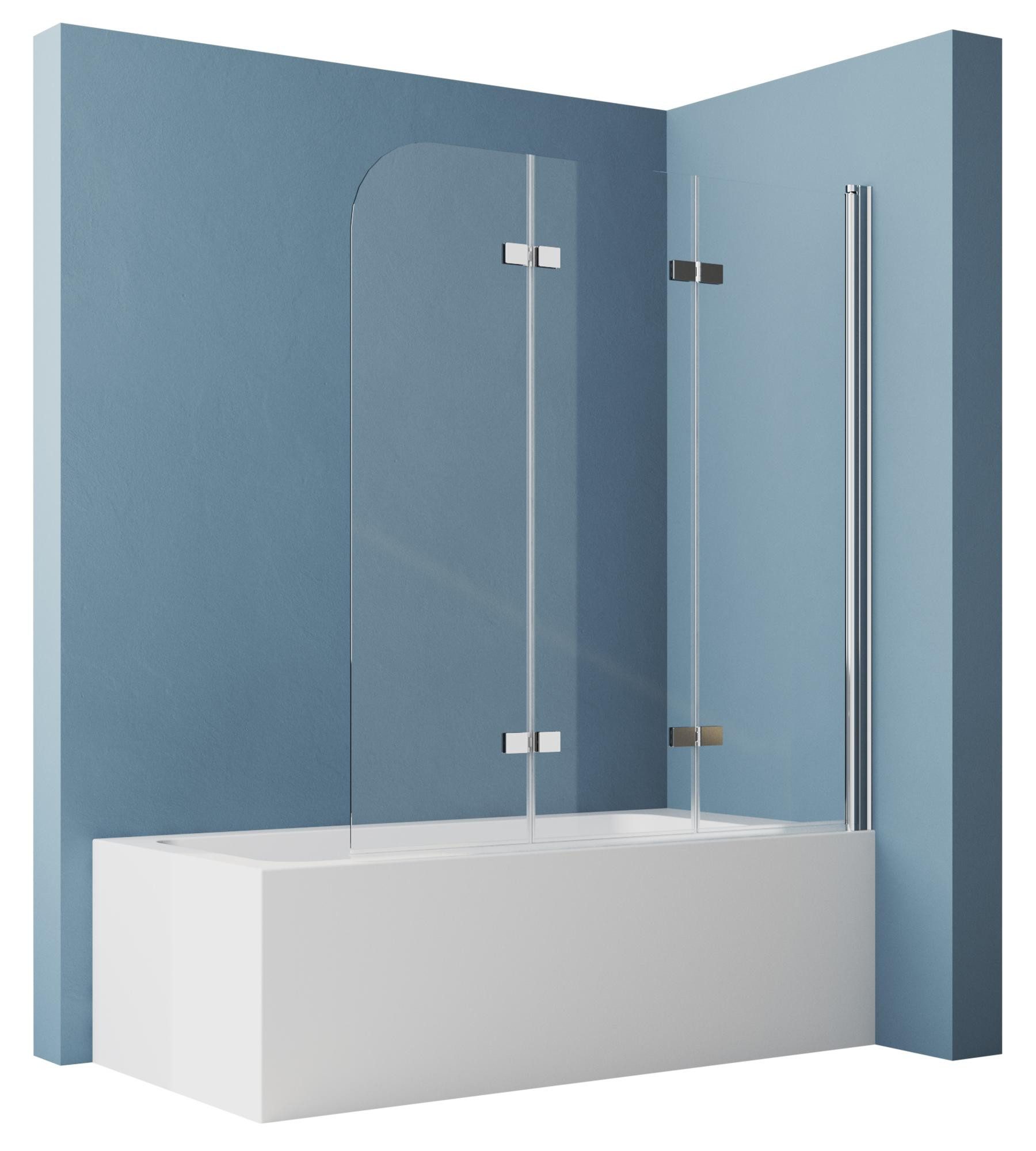 Badewannenaufsatz 140x140cm Badewannenfaltwand Duschwand Badewanne 3 teilig faltbar
