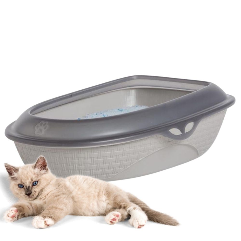 Katzentoilette Katzentoilette XXL 60 Rattan Optik Katzenklo Katzen Schalen Toilette