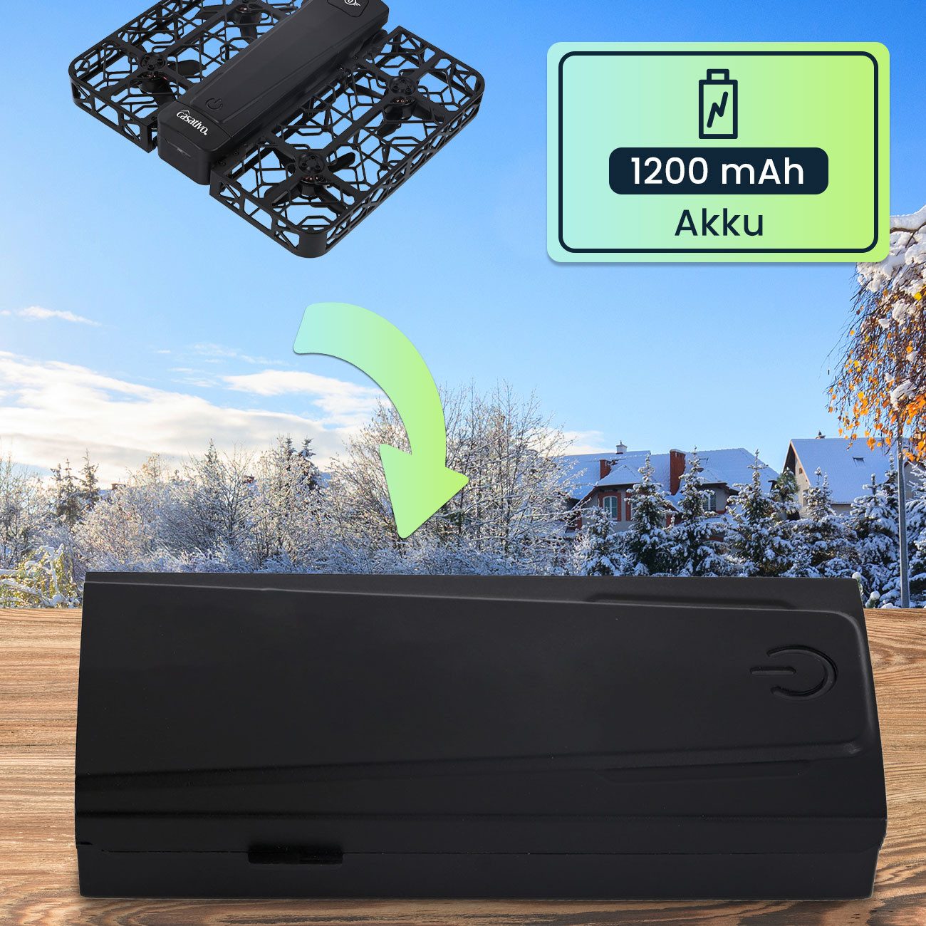 Casativo Ersatz-Akku für Kamera-Drohne CH10647, 1200mAh 7,4V Li-Po Flugakku Zubehör Drohne (Schneller & passgenauer Wechsel/1200mAh Ersatzakku für Drohne CH10647)
