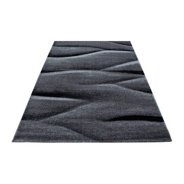 Designteppich Wellenoptik- Teppich, Kurzflor in der Farbe schwarz, Giancasa