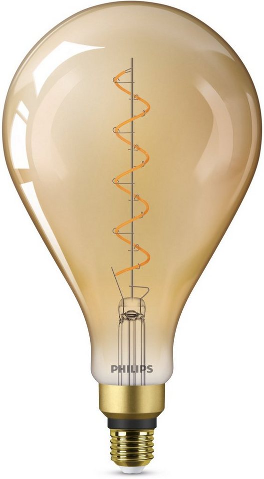 Philips LED-Leuchtmittel Vintage, E27, 1 St., Warmweiß, LED Lampe  XL-Standard 25W E27 non-dim gold 1er, Sieht immer gut aus, ob ein- oder  ausgeschaltet