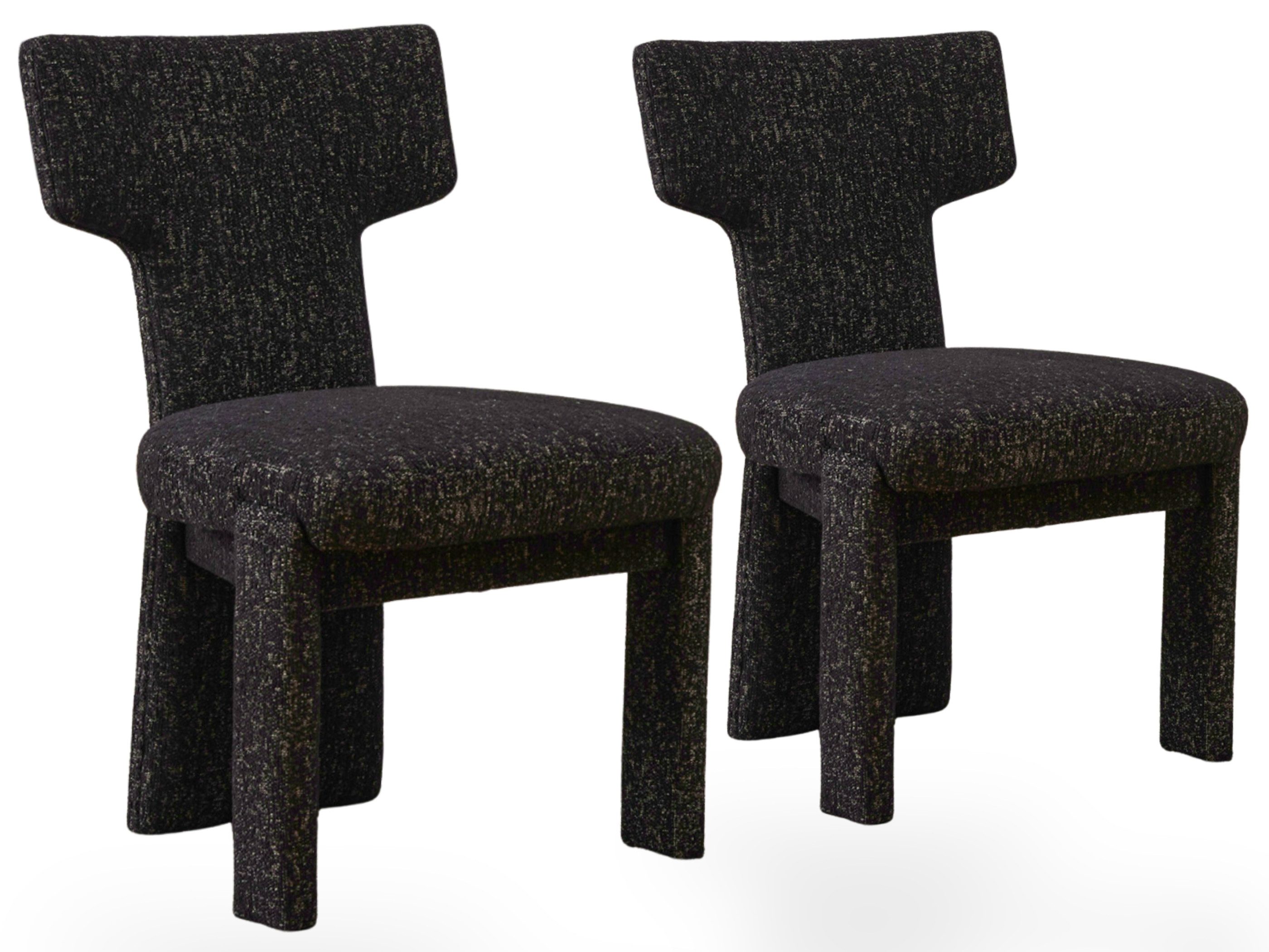 SeedWave Esszimmerstuhl 2er-Set Polsterstühle mit T-Rückenlehne und Chenillebezug (2er Set), Küchenstühle mit Holzrahmen und offenem Design ohne Armlehnen