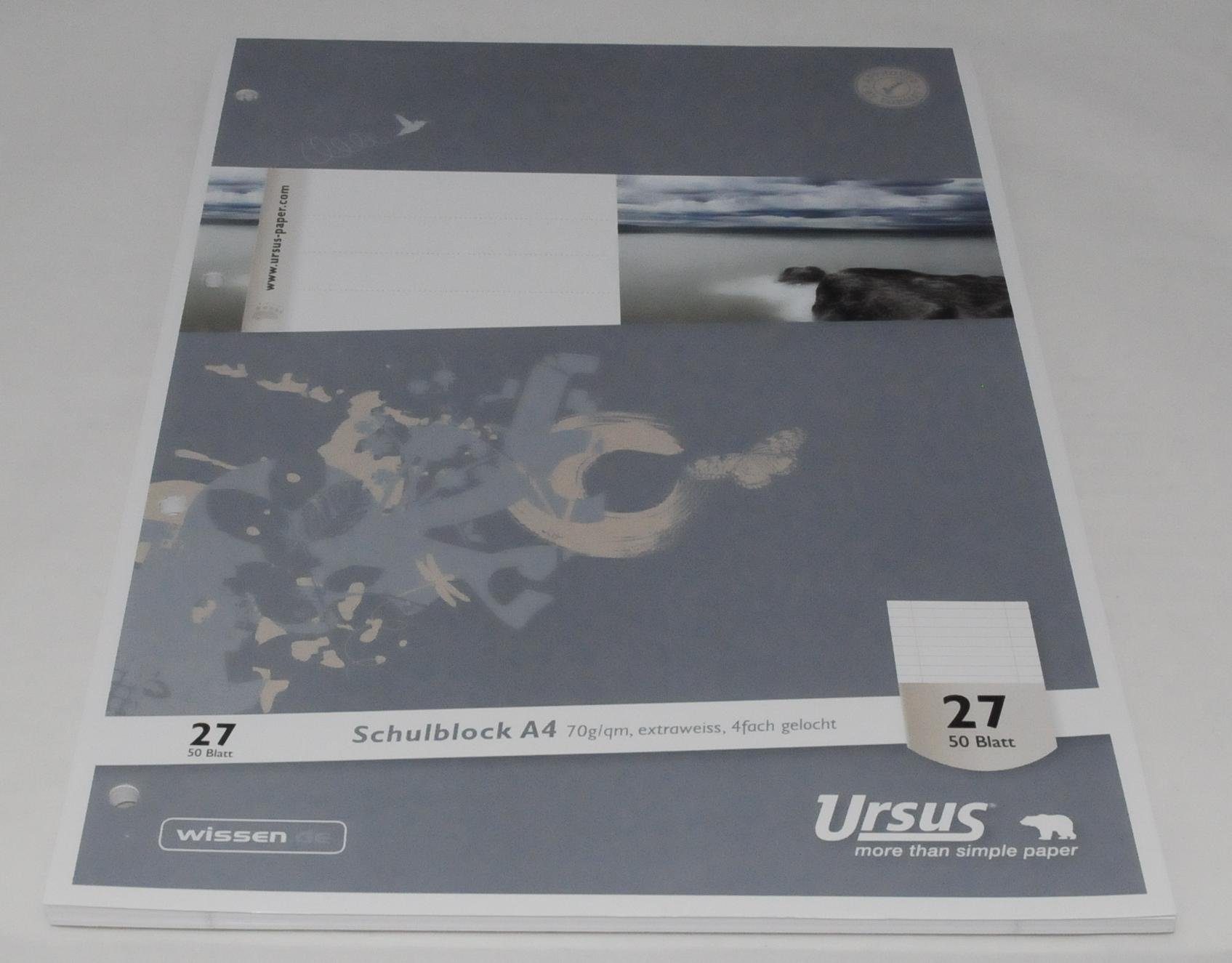URSUS Collegeblock 10 Schreibblöcke URSUS Nr. 27 liniert mit 2 Ränder & Lochung DIN A4