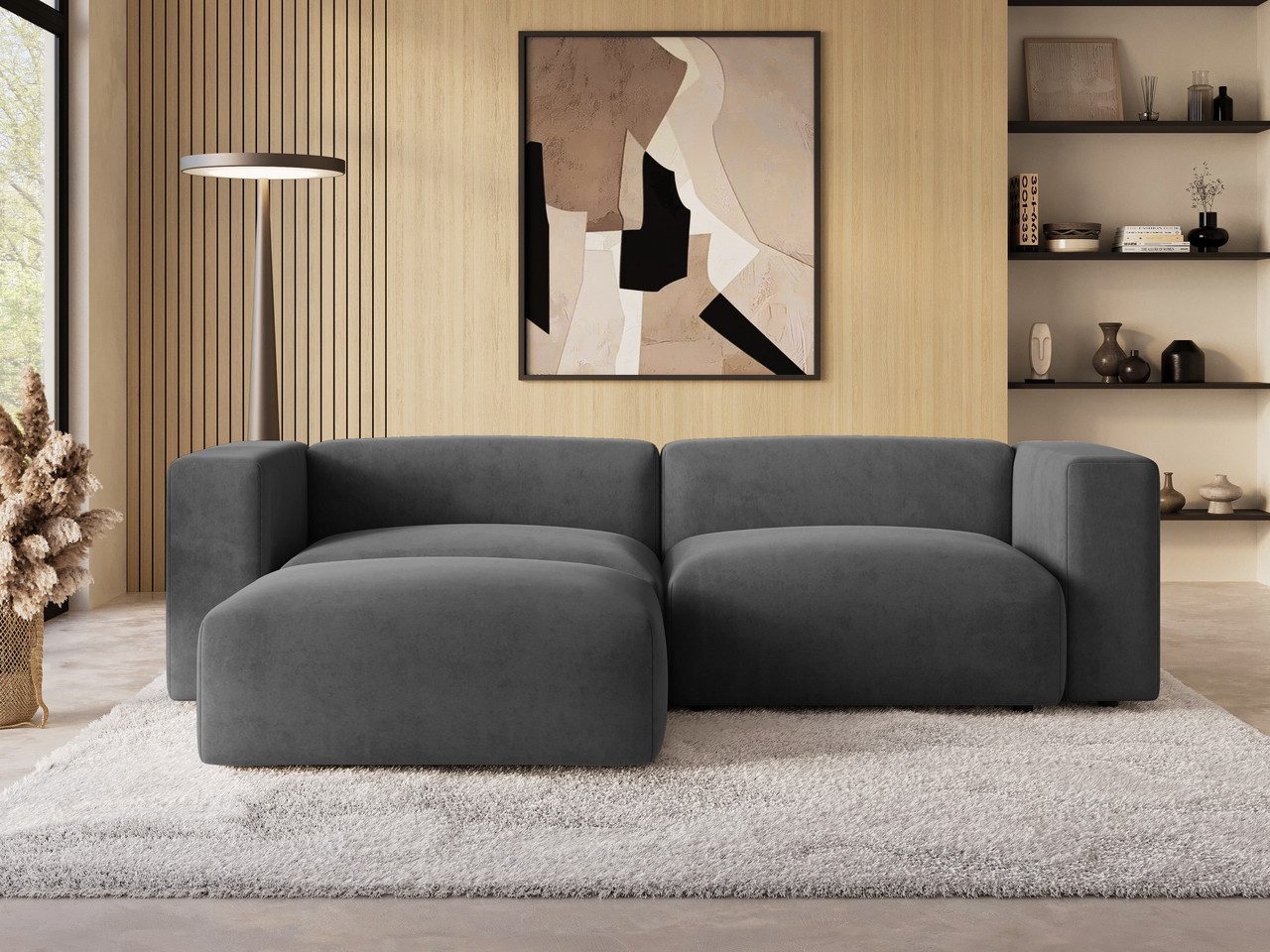 GrainGold Ecksofa L-Form Landi L, Set, Couch, T25-Schaum, Freistehendes, Wellenfedern