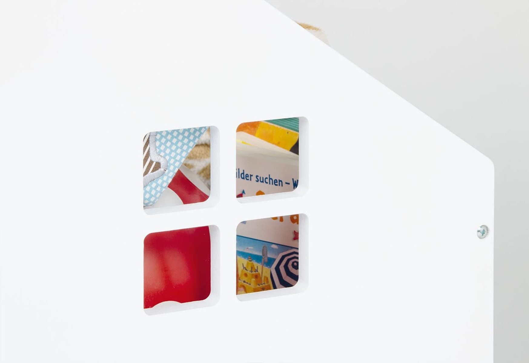 Pinolino® Hydda Toy Chest, House-Shaped Toy Box with Pull Cord & Wheels - White (1 pc)