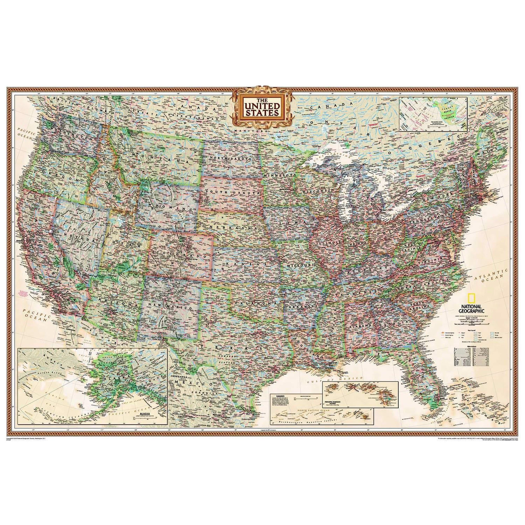 NATIONAL GEOGRAPHIC Wandbild National Geographic Landkarte Antike USA Karte politisch