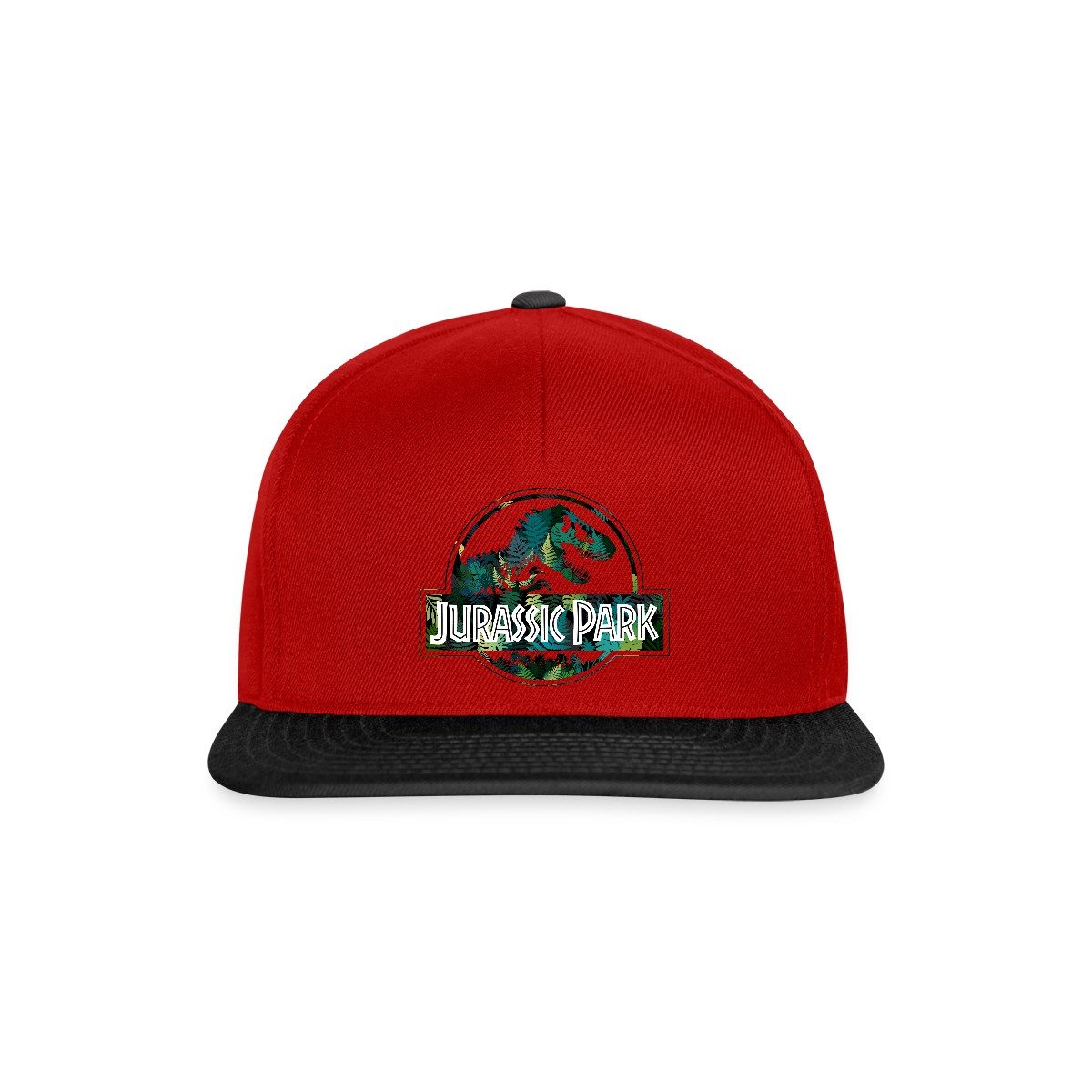 Spreadshirt Snapback Cap Jurassic Park Logo Mit T-Rex Blätter Design Snapback Cap (1-St)