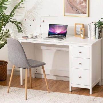 KOMFOTTEU Computertisch Schreibtisch, mit 3 Schubladen, 120 x 50 x 75 cm