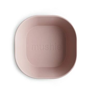 Mushie Schale Quadratisch Blush, 2er Set, 400 ml, aus Kunststoff, BPA-frei, Kinderschale, Schüssel, Müslischale, Rosa