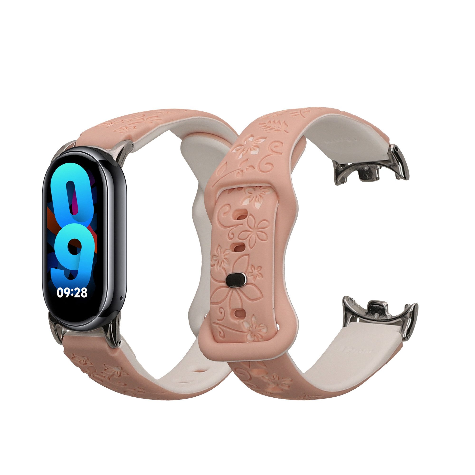kwmobile Silikon Ersatzarmband für Xiaomi Mi Band 10 / Mi Band 9 / 8 Smartwatch, 1-tlg., Armband Silikonarmband mit geprägtem Design