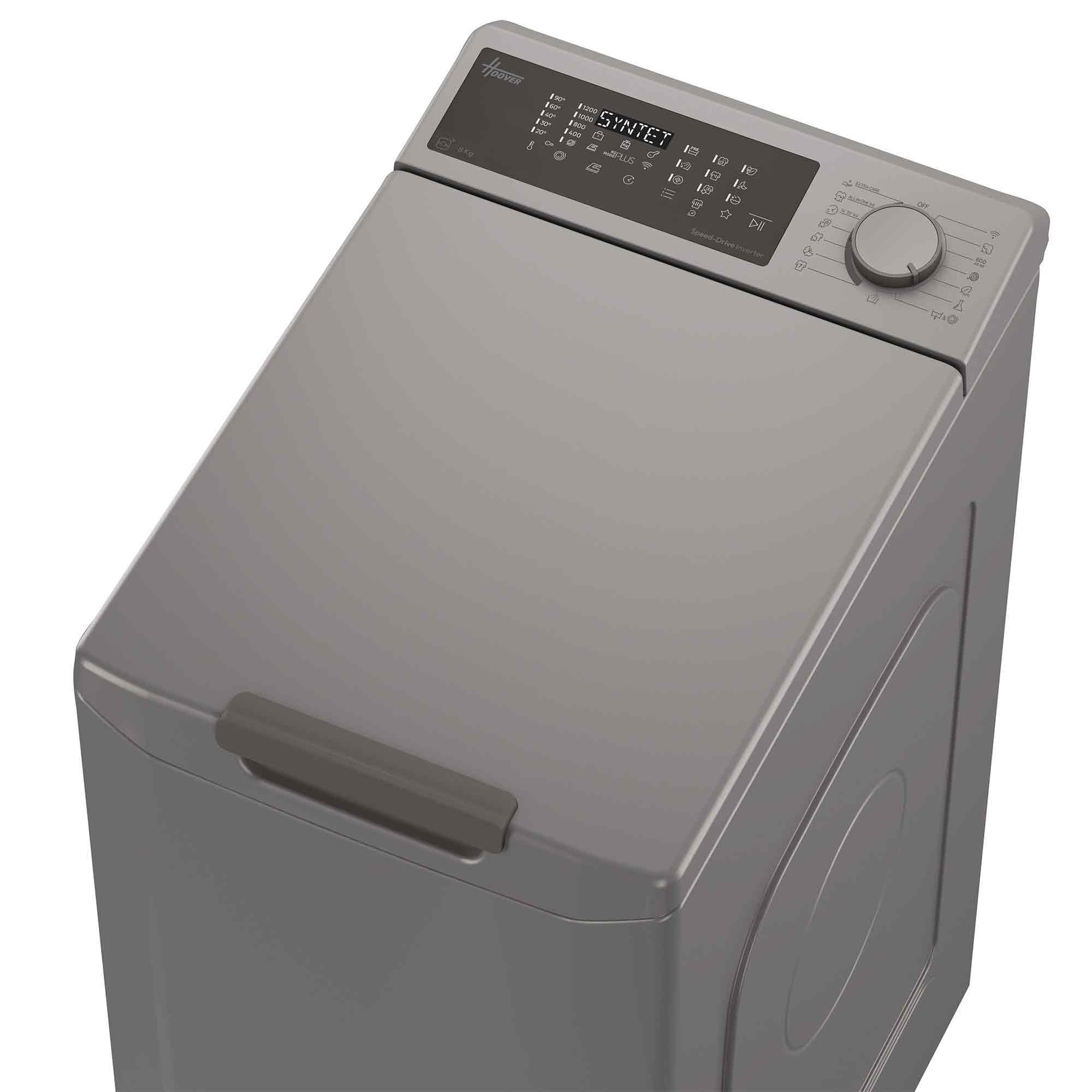 Hoover Waschmaschine Toplader THOSQ286TMR5-S, 8 kg, 1200 U/min, Temperatur wählbar (0-90 °C), Schnelles & Sicheres Beladen – Bild 3 von 3