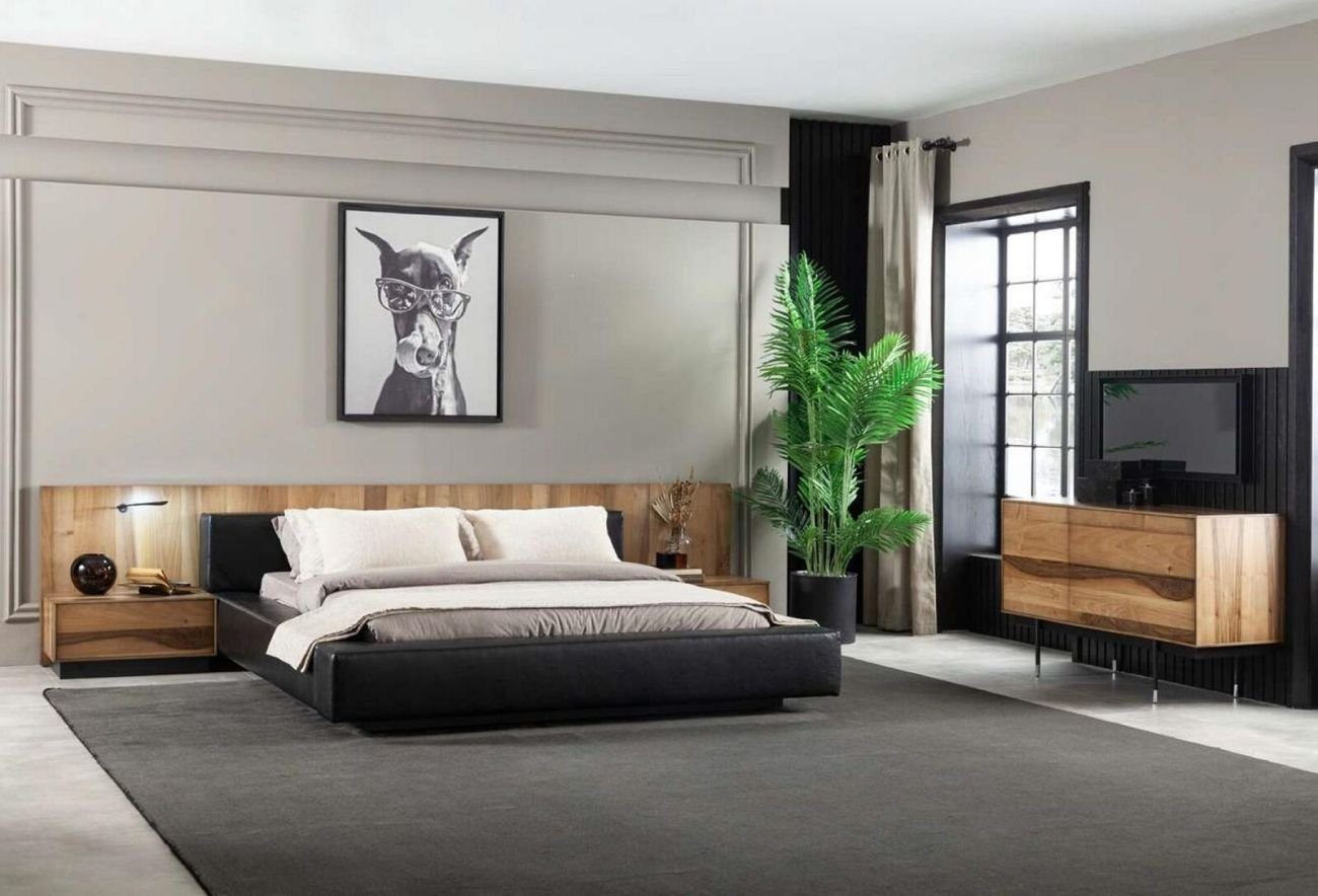 JVmoebel Bett Luxusmöbel 160x200 cm Doppelbett In schwarzer Farbe in modernem (1-tlg., 1x nur Bett), Made in Europa