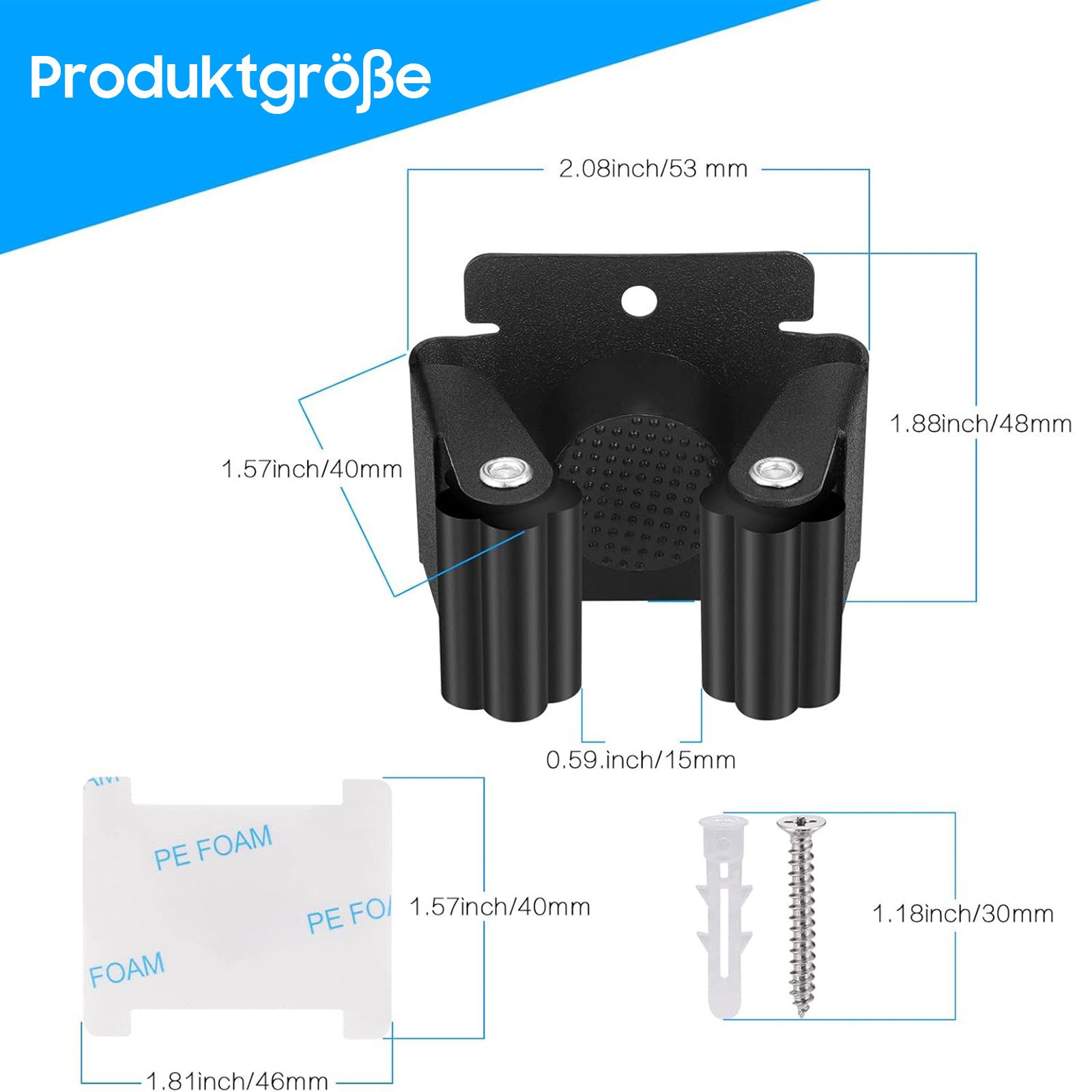 AIMAX Klemmhalter Gerätehalter, Gartengerätehalter Wand Edelstahl Klemmhalter, 12-tlg., Edelstahl Wandhalterung für Wischmopp, Besen, Schaufel