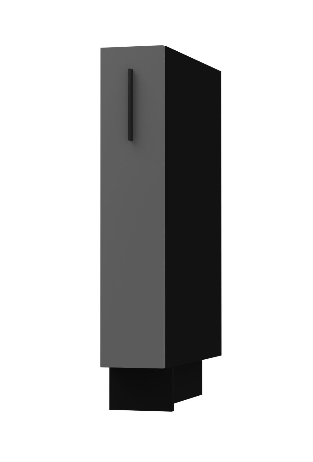 Feldmann-Wohnen Apothekerschrank Bonn (D15/kargo, 1 Türfront, innen 1 Korbauszug mit 2 Ablagen, 1-St., moderne Optik, MDF Fronten) schwarz / graphit matt