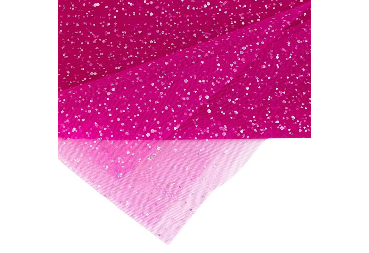 Creativery Stoff, Tüll Stoff mit Glitzer Punkten 150cm x 3m Fuchsia Pink