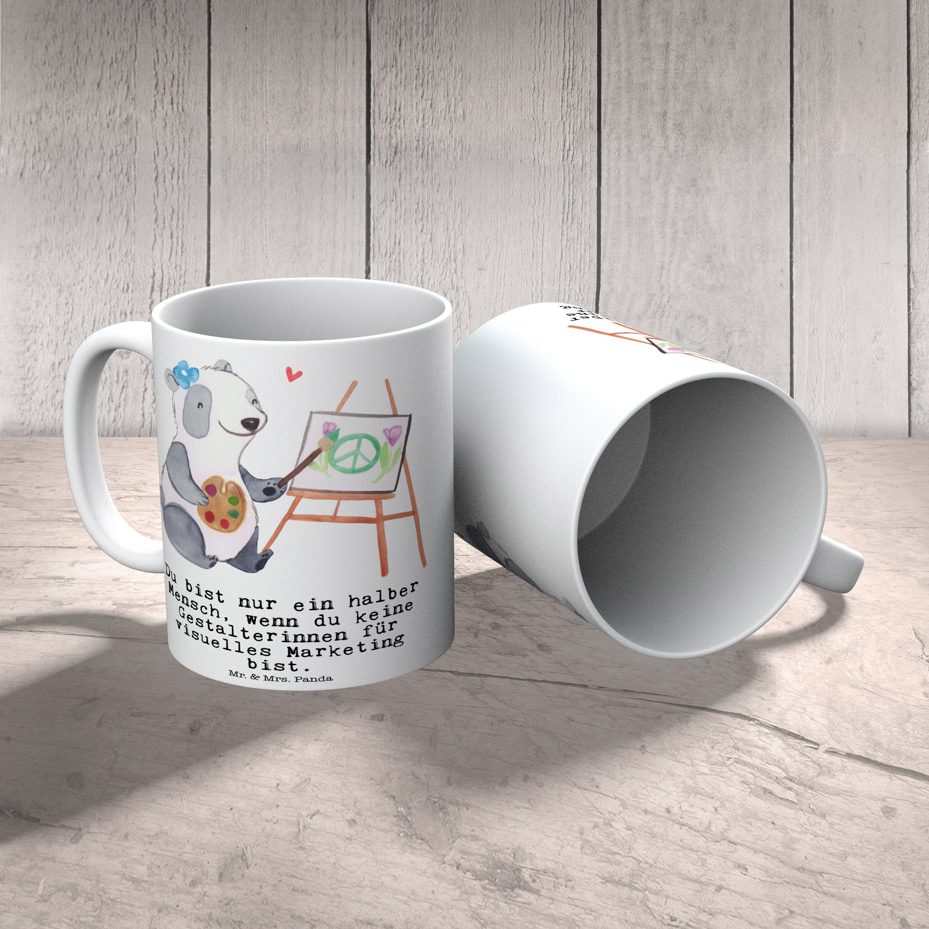 Da, Keramik für Gestalterinnen Marketing Weiß Tasse mit Panda Mr. Geschenk, visuelles & - - Mrs. Herz