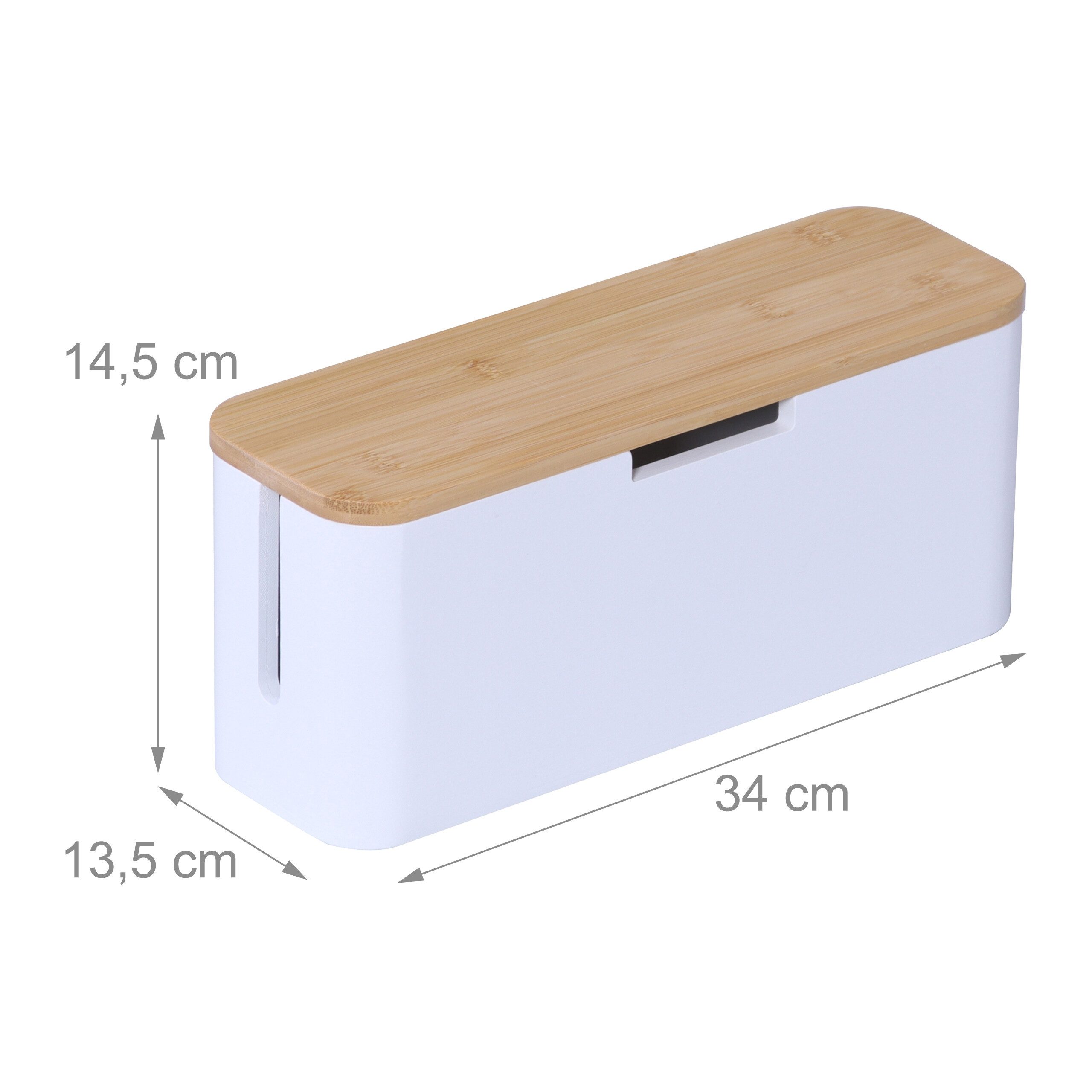 relaxdays Kabelbox aus Bambus, Natur-Weiß