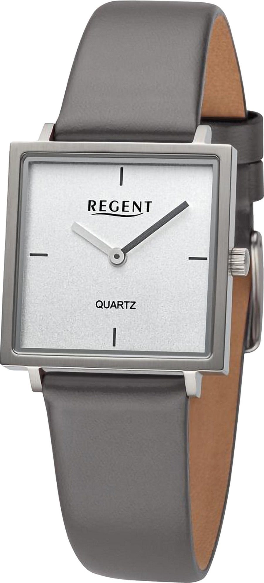 groß Damen extra (ca. Regent Quarzuhr 28x28mm), Regent Damen Analog, rund, Armbanduhr Armbanduhr Lederarmband
