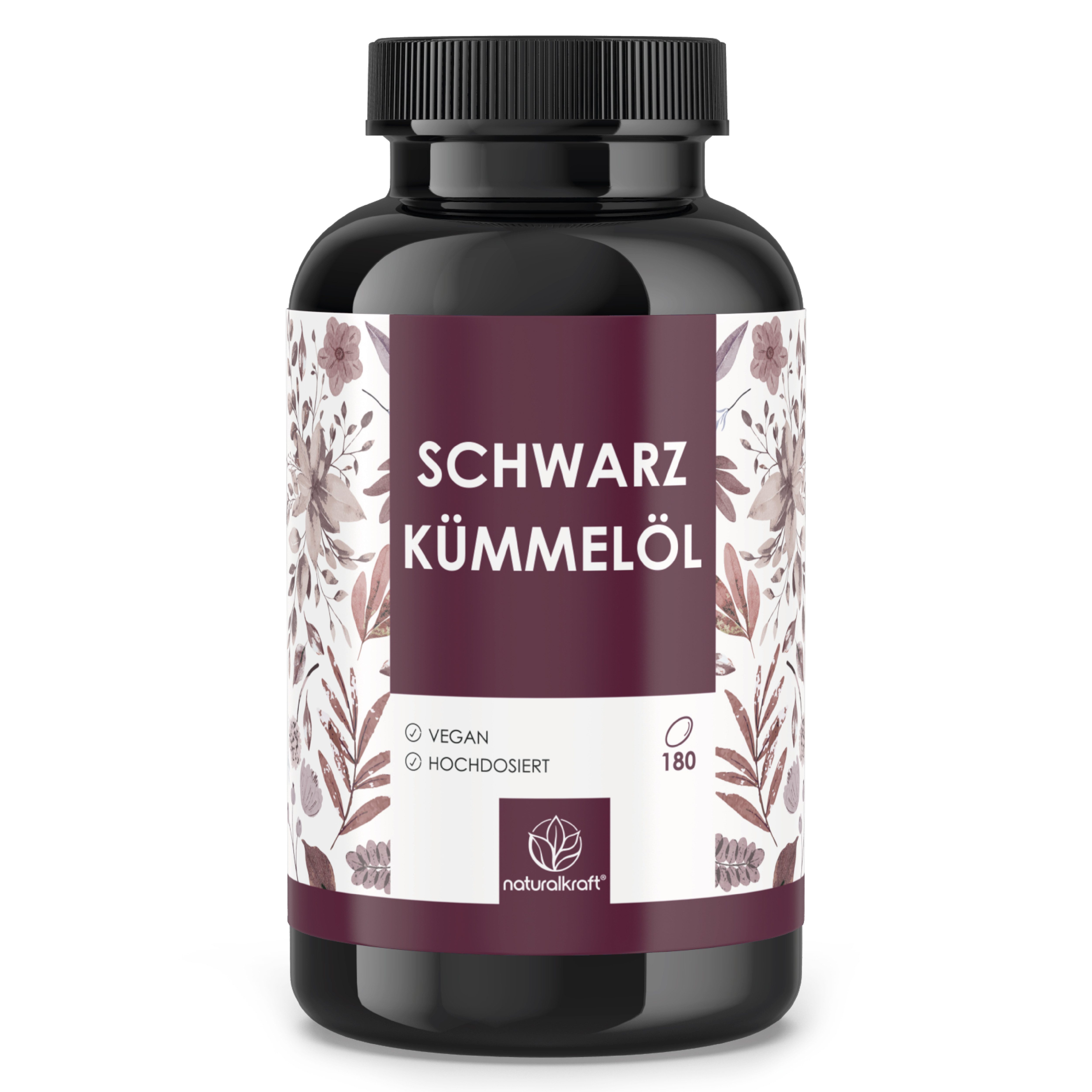 Naturalkraft Premium Schwarzkümmelöl Kapseln Täglich 1 Weichkapsel mit ausreichend Flüssigkeit einnehmen. Nahrungsergänzungsmittel sollten nicht als Ersatz für eine ausgewogene und abwechslungsreiche Ernährung verwendet werden., 236 g