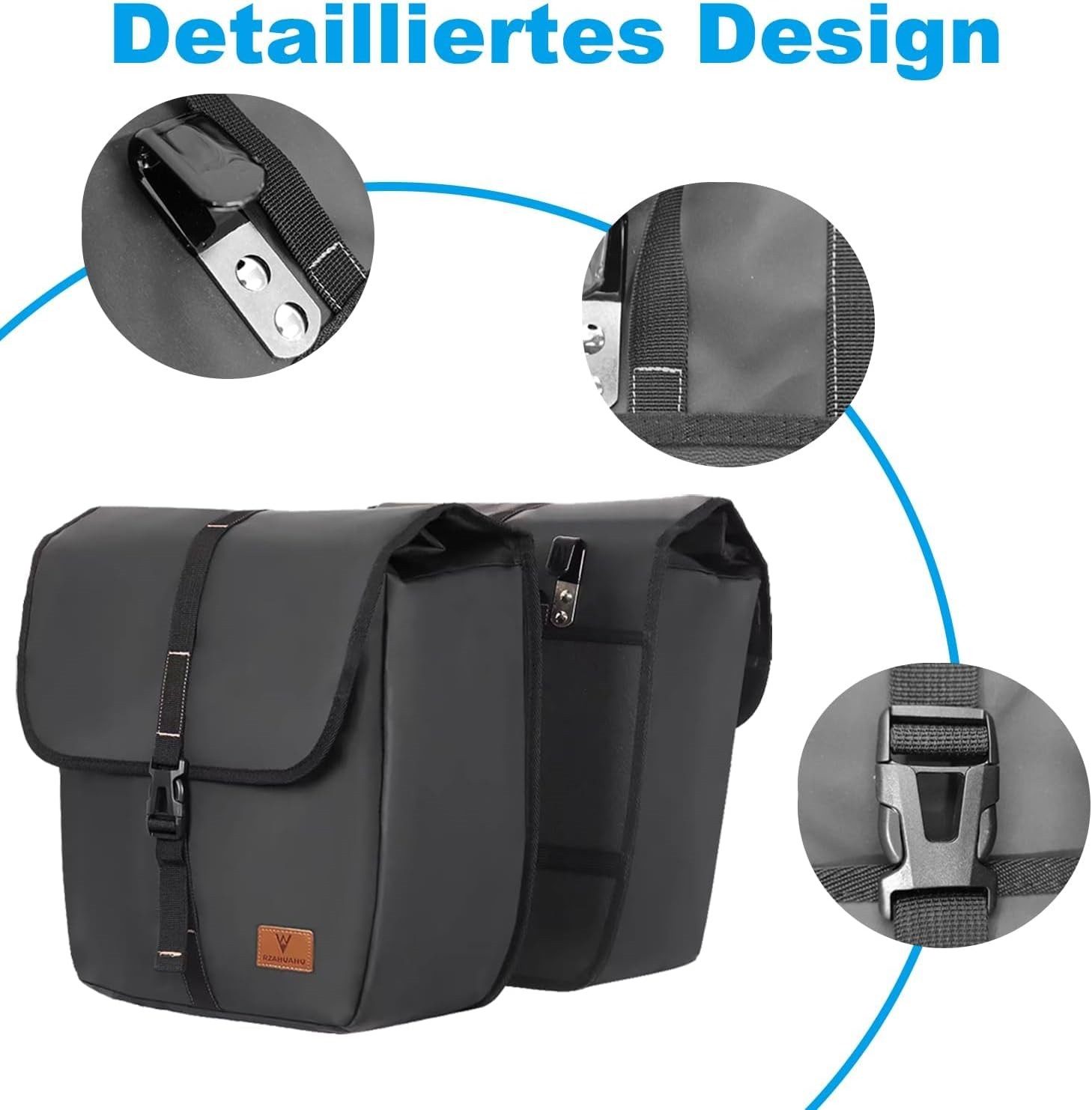 inschimmer Fahrradtasche 2 in 1 Fahrradtasche 27L Gepäckträgertasche Wasserdicht Tragetasche