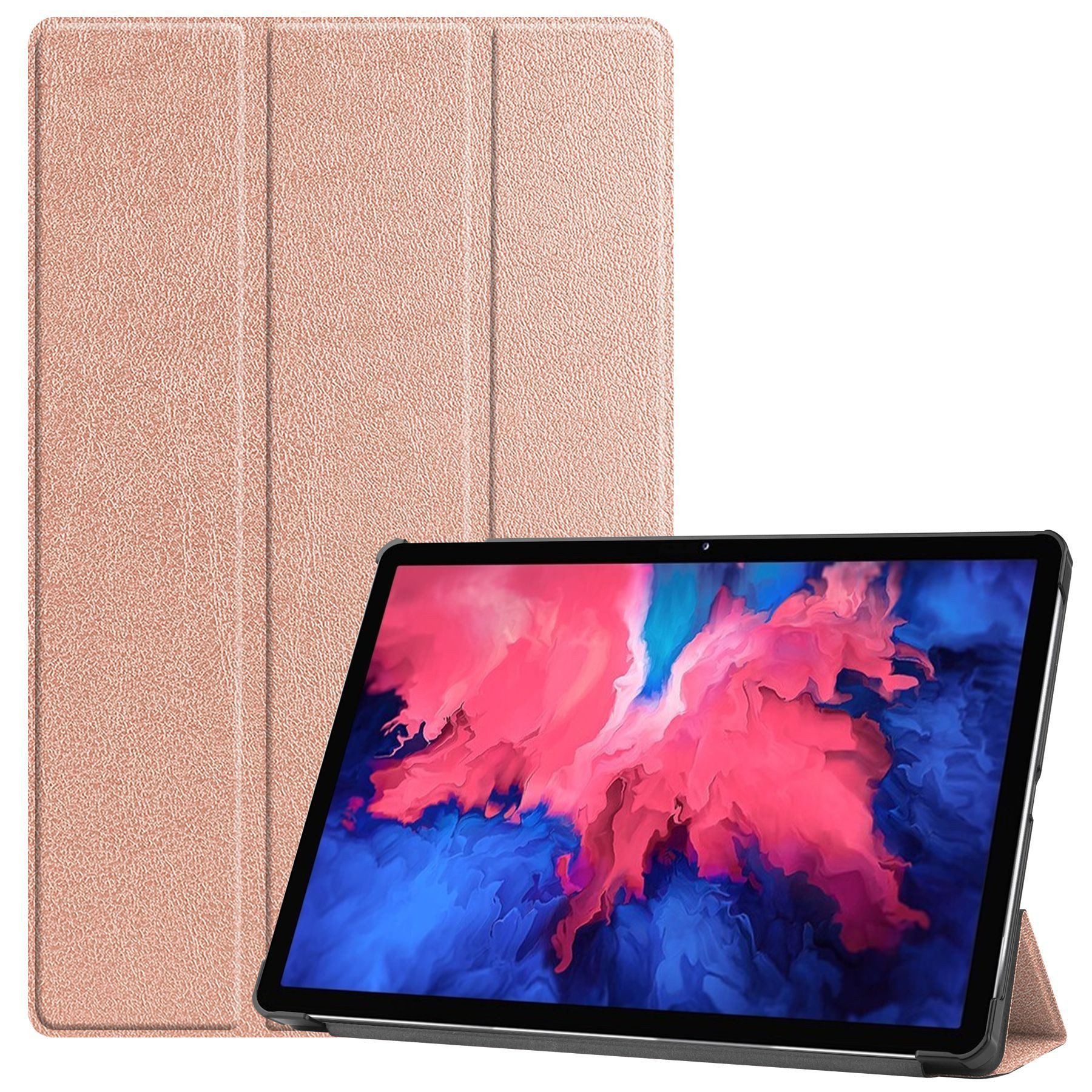 Kevin Frotscher (FroShop) Tablet-Hülle Schutzhülle für Lenovo Tab P11 Pro 11.5 TB-J706F Jahr 2021 1. Generation Wake Up / Sleep Funktion, Smart Cover Etui Tasche Case - Farbe Rose Gold