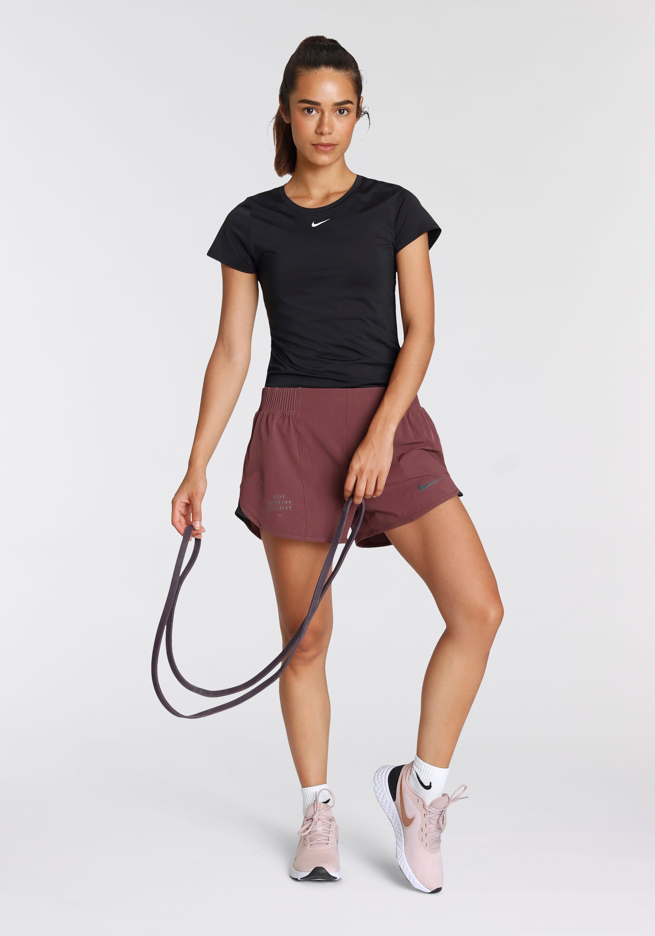 WOMEN'S Nike FIT ONE SLIM Trainingsshirt schwarz TOP DRI-FIT SHORT-SLEEVE