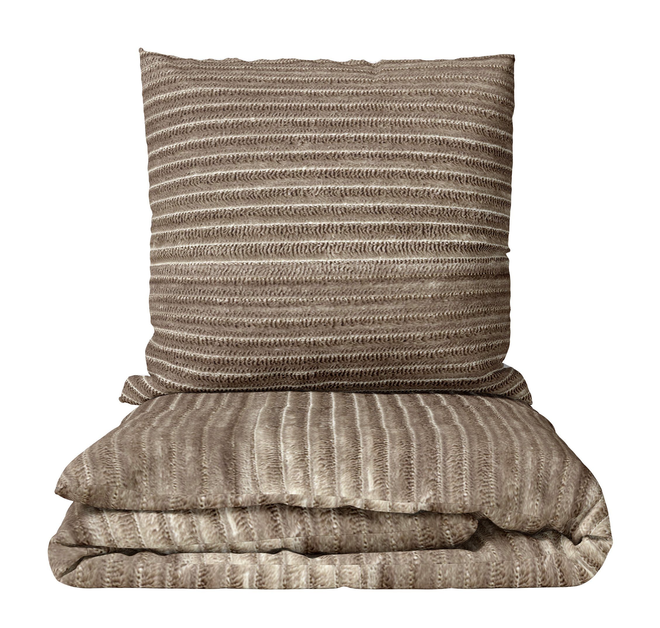 Leonado Vicenti Постільна білизна Teddyplüsch Cord Optik, Fleece, 4 teilig, extra warm und kuschelig, Winterbettwäsche Cashmere Touch