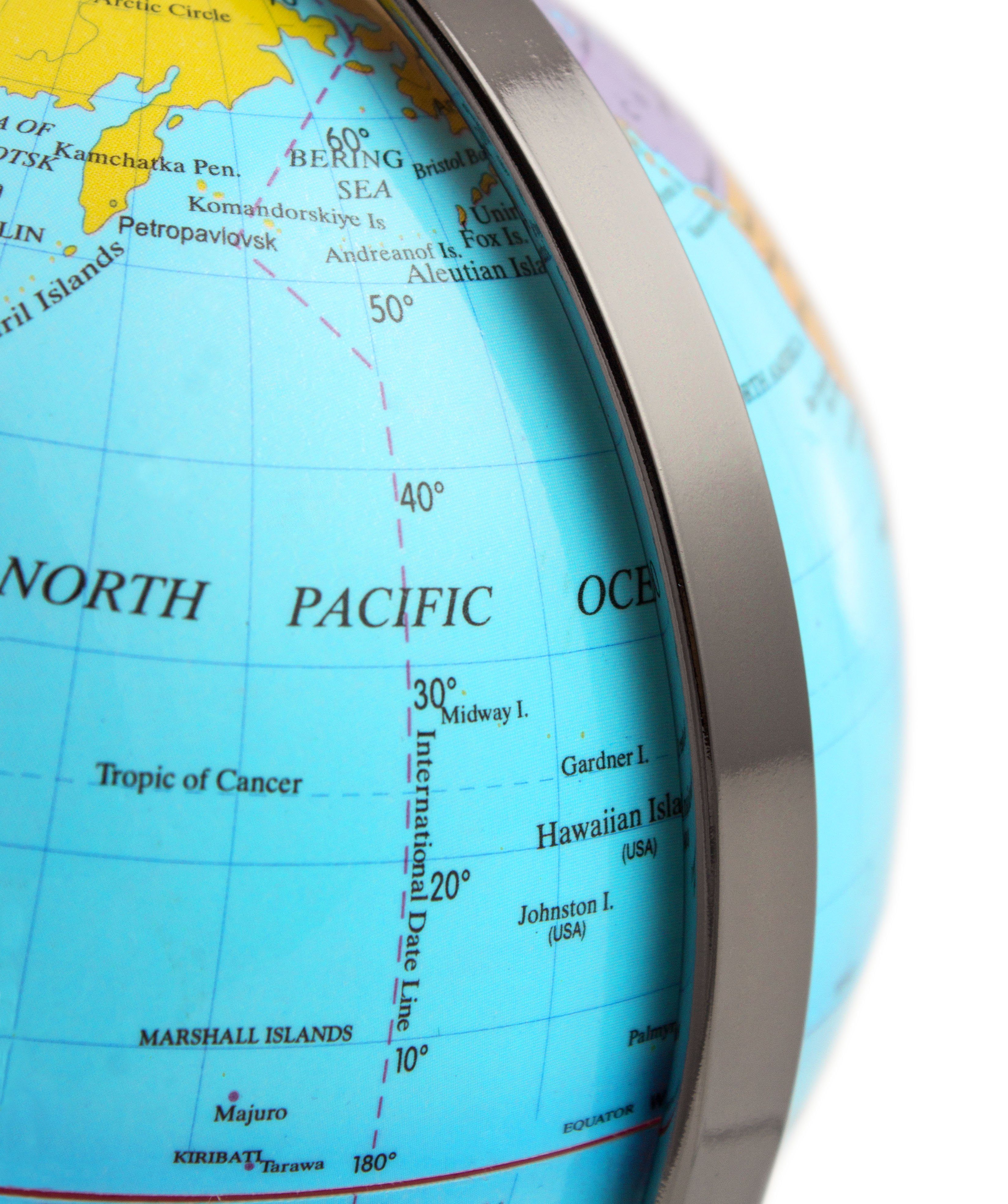 BRUBAKER Globus Designer Weltkugel, 19 cm groß, (1-tlg), stilvolle Erdkugel aus Acryl und Edelstahl, Globus Deko Kugel, Büro