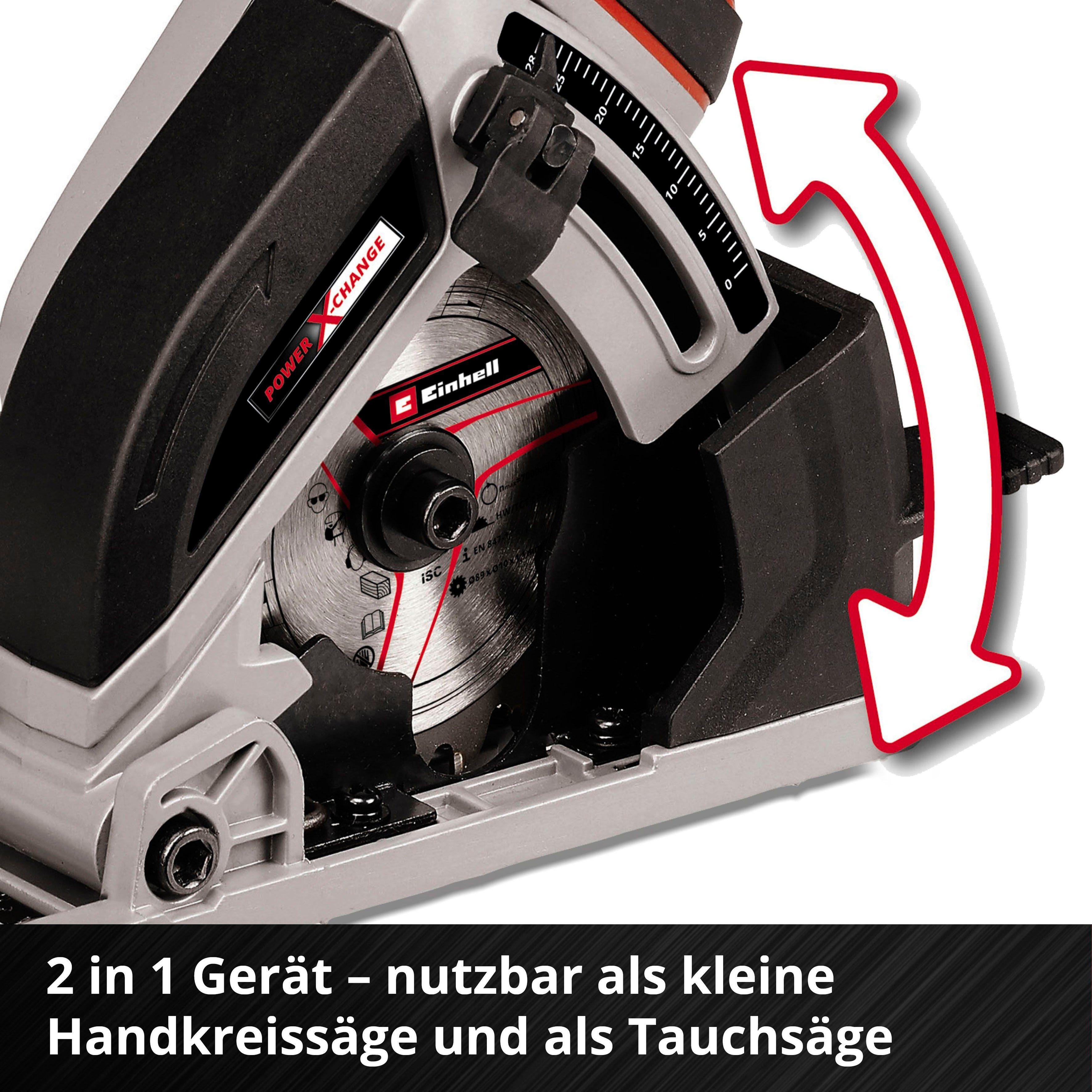 Einhell Akku-Handkreissäge TE-CS Li - 18/89 und ohne Akku Mini, Ladegerät Solo