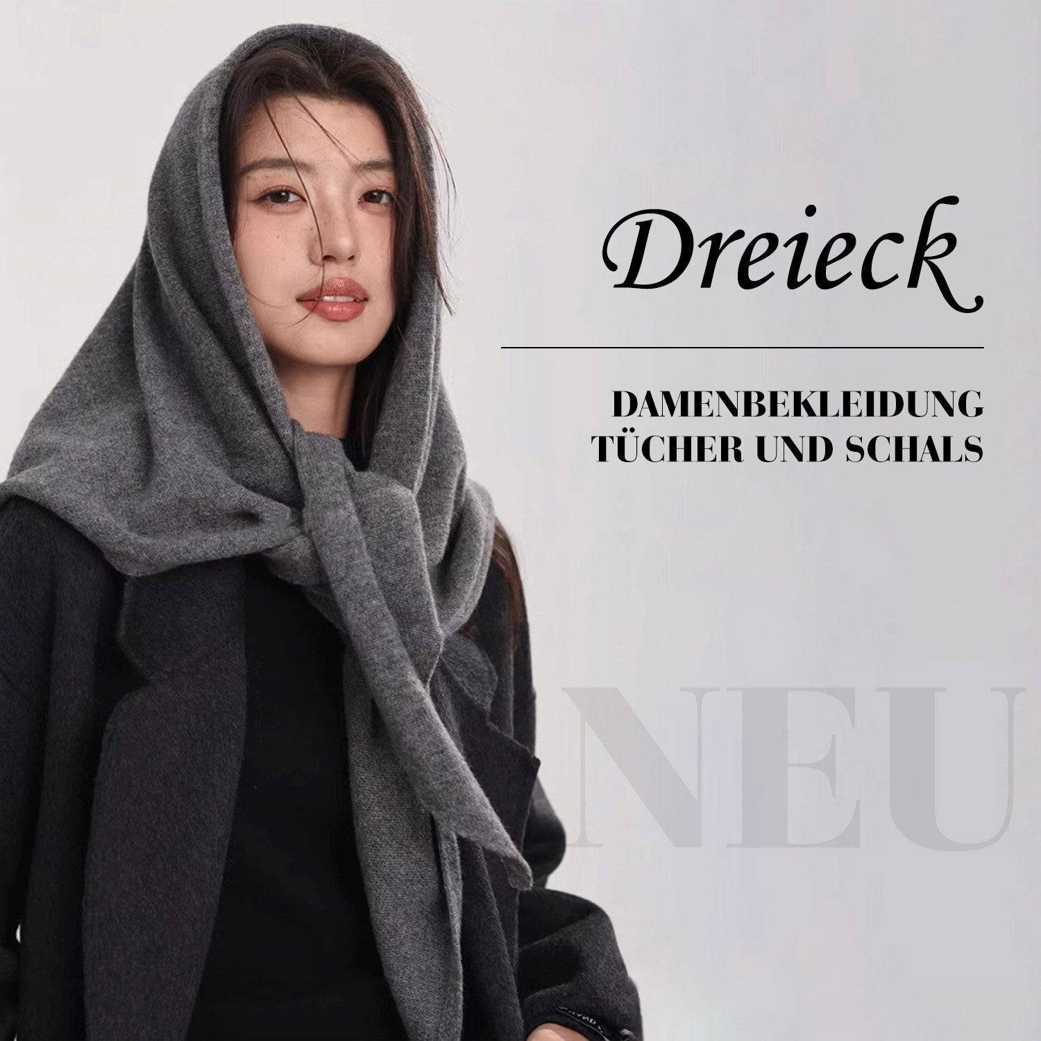 Refttenw Dreieckstuch 100% Wolle Damen Dreiecksschal, Warm Weich Unifarben Schal 72×166cm