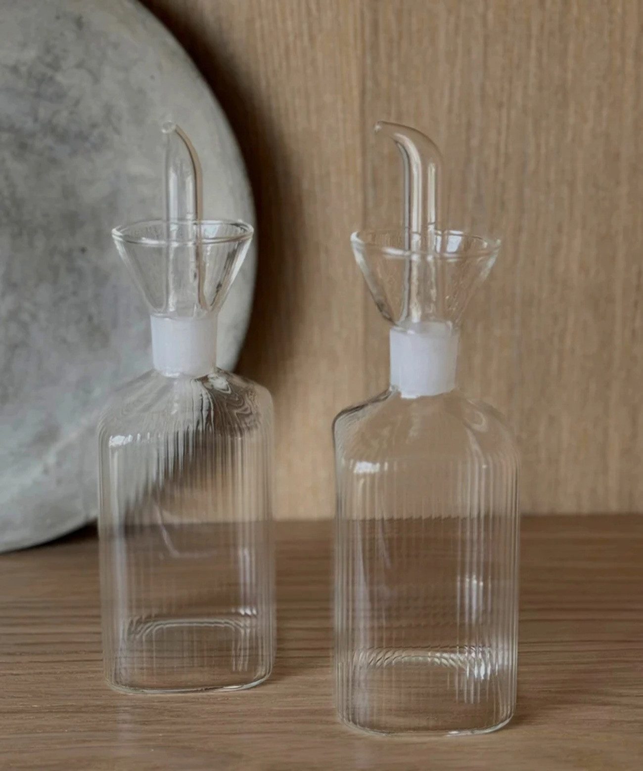 COFI 1453 Ölspender Stripe, (1-tlg), mit Ausgießer, 255 ml, Borosilikatglas mit Riffledesign