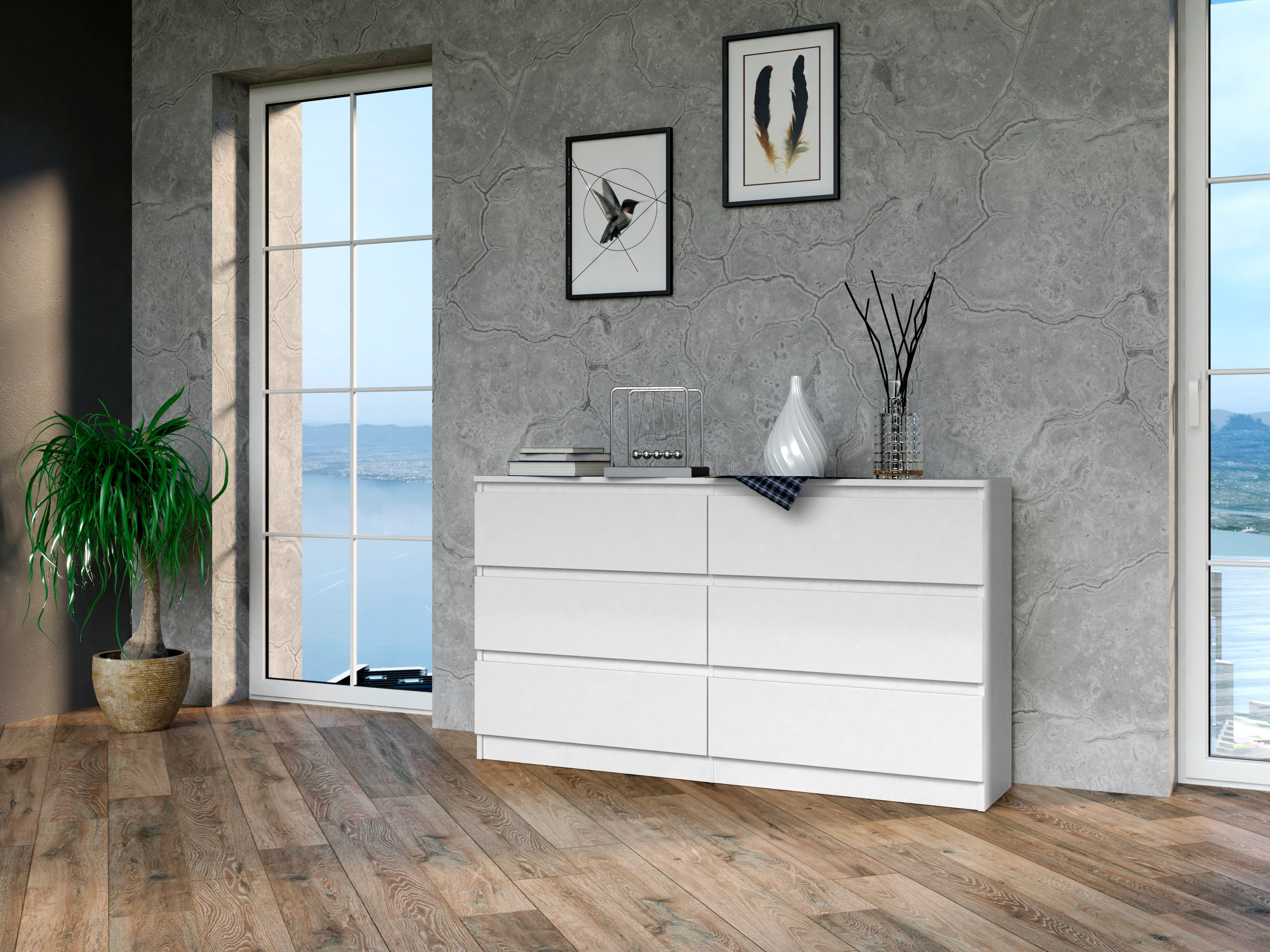 Raumhirsch Furniture Kommode Sideboard 120 cm breit (Maße 30 x 120 x 75 cm, 6 Schubladen), verschiedene Farben – Bild 3 von 5