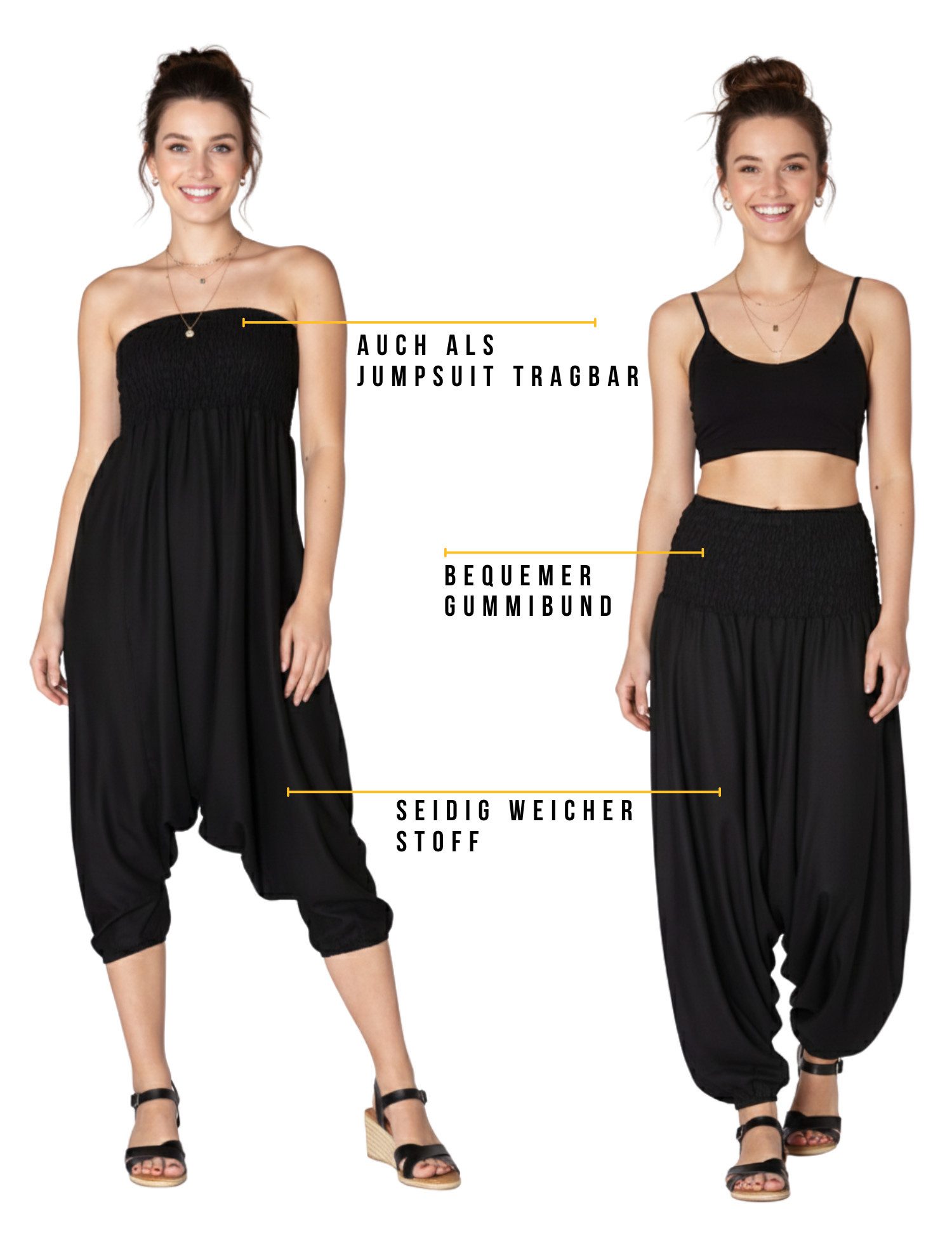 PANASIAM Haremshose Aladinhose einfarbig Haremshose aus 100% natürlicher Viskose Pumphose für Damen bequeme Freizeithose Pluderhose